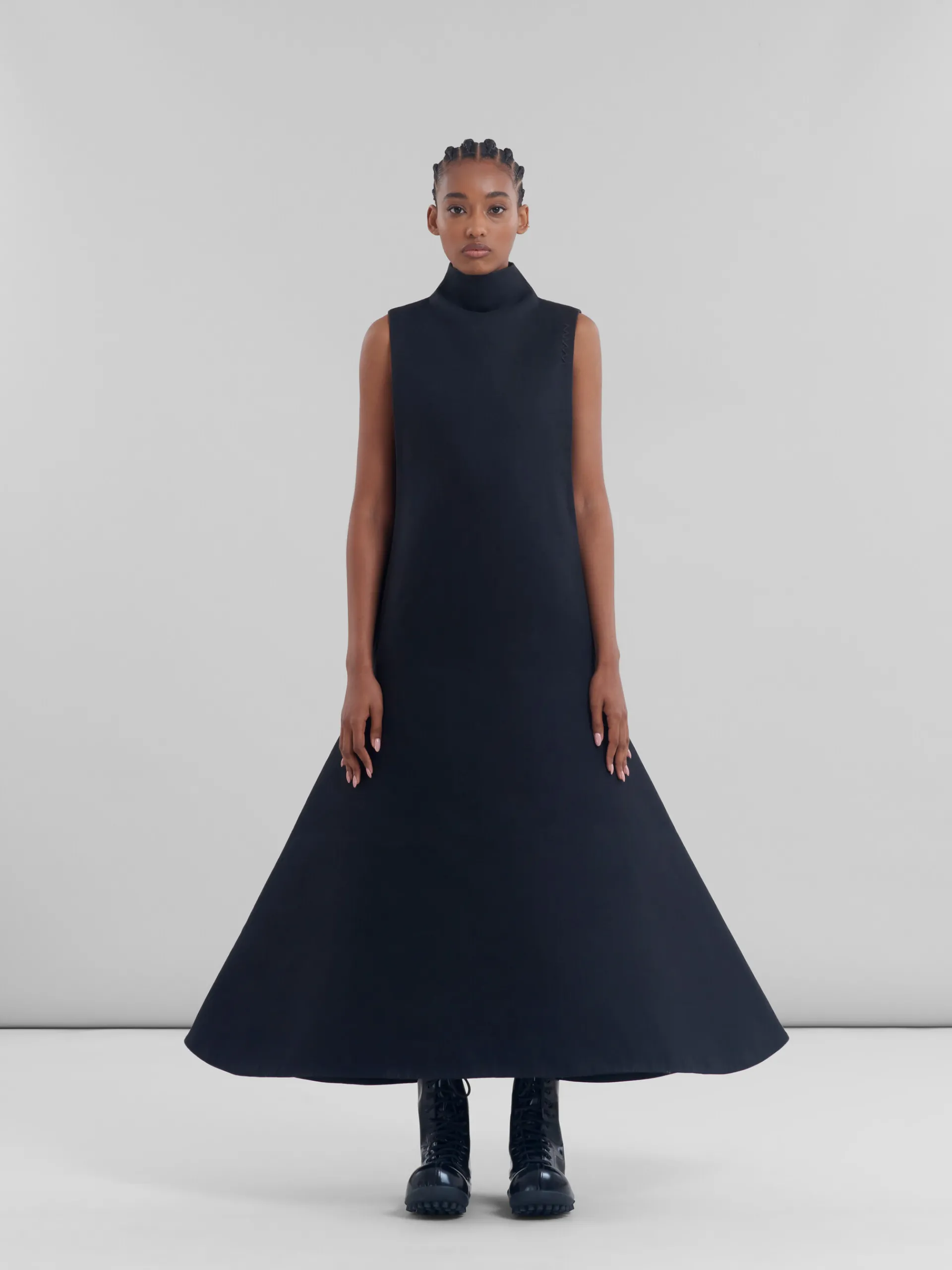 Dresses>Marni Organic Cotton Satin A-line Dress BLACK