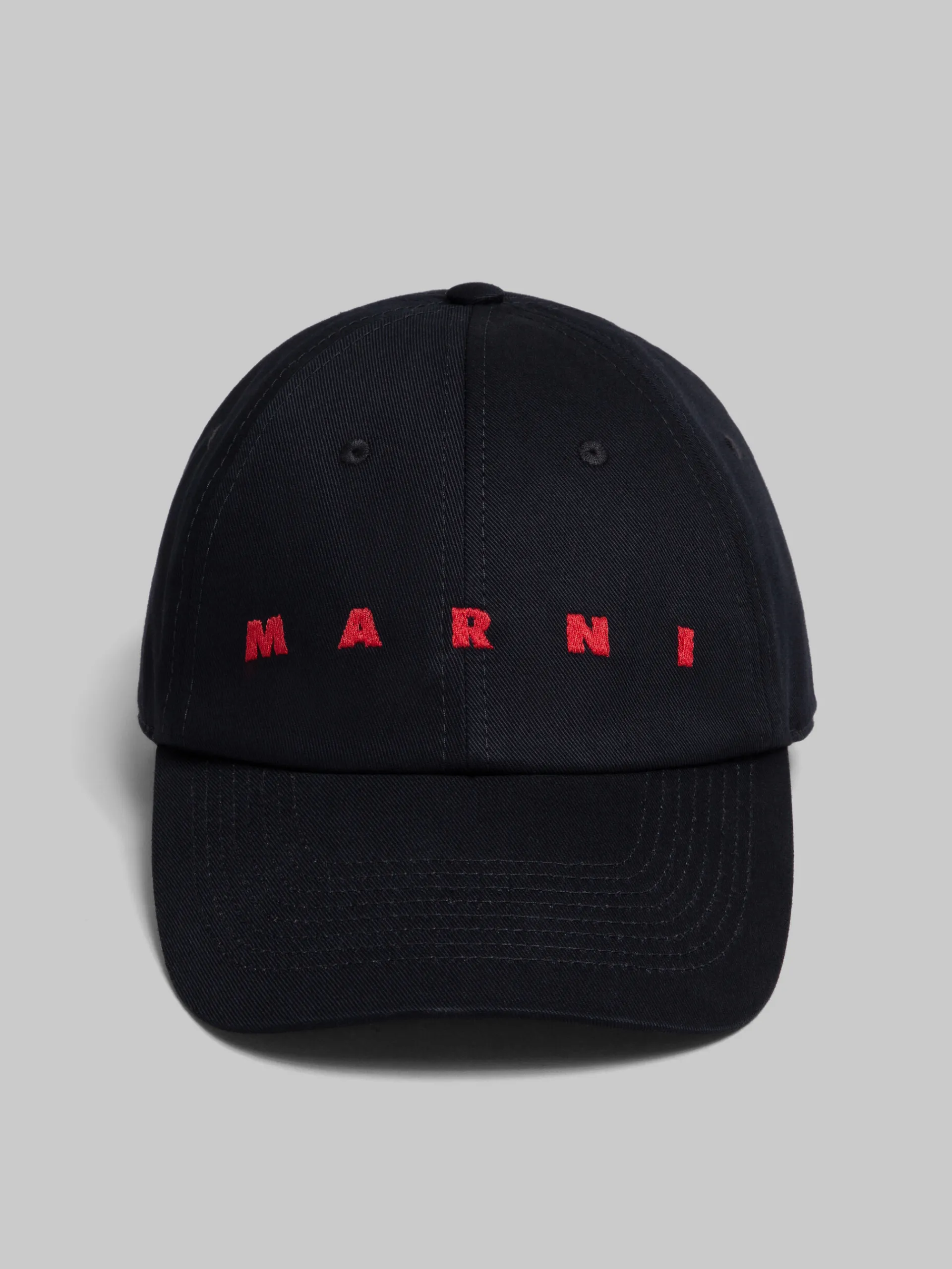 Hats>Marni Organic Gabardine Baseball Cap With Embroidered Logo BLACK
