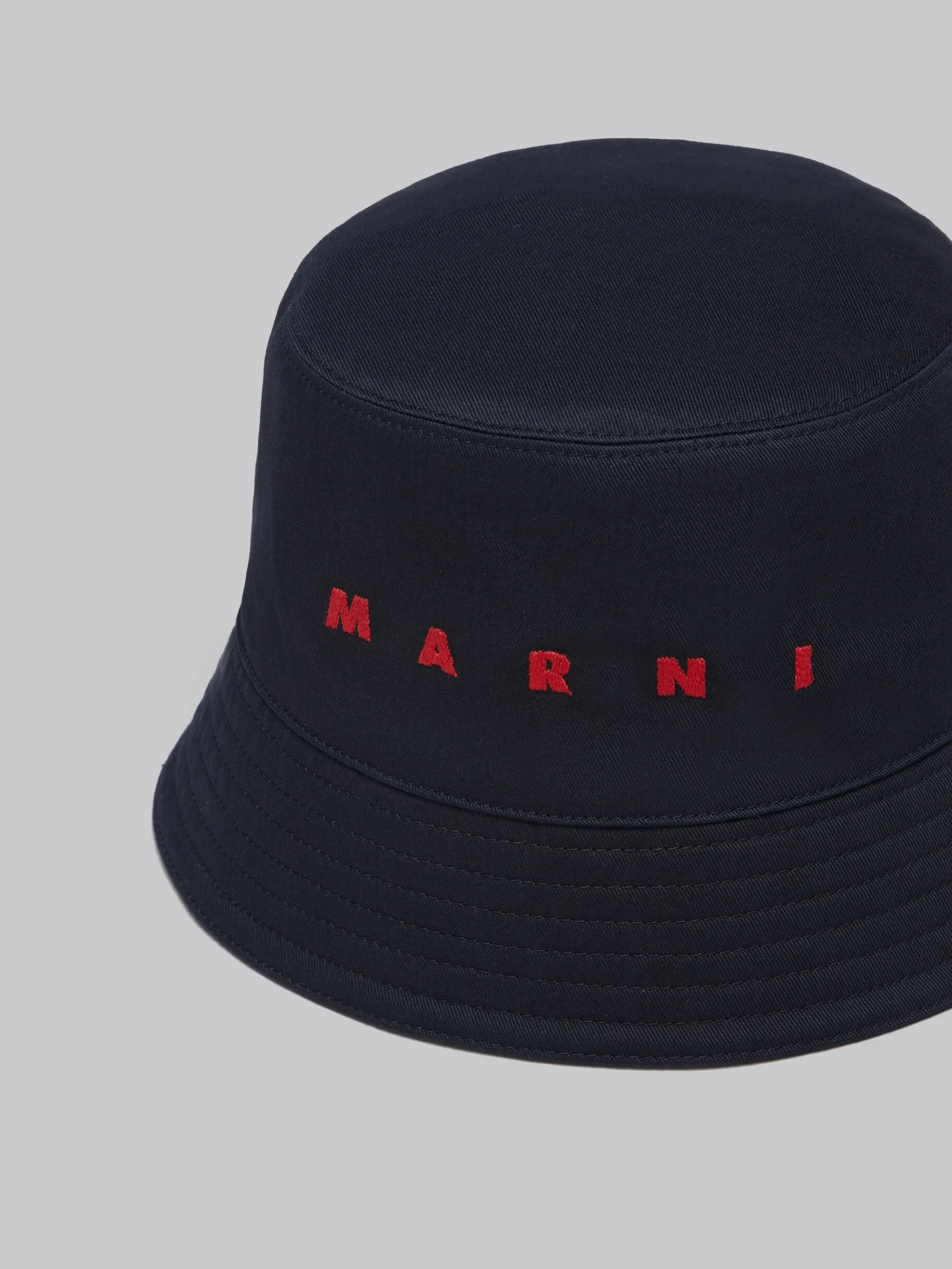 Hats>Marni Organic Gabardine Bucket Hat With Embroidered Logo BLACK