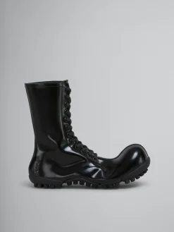 Boots>Marni Patent Leather Wave Boot BLACK