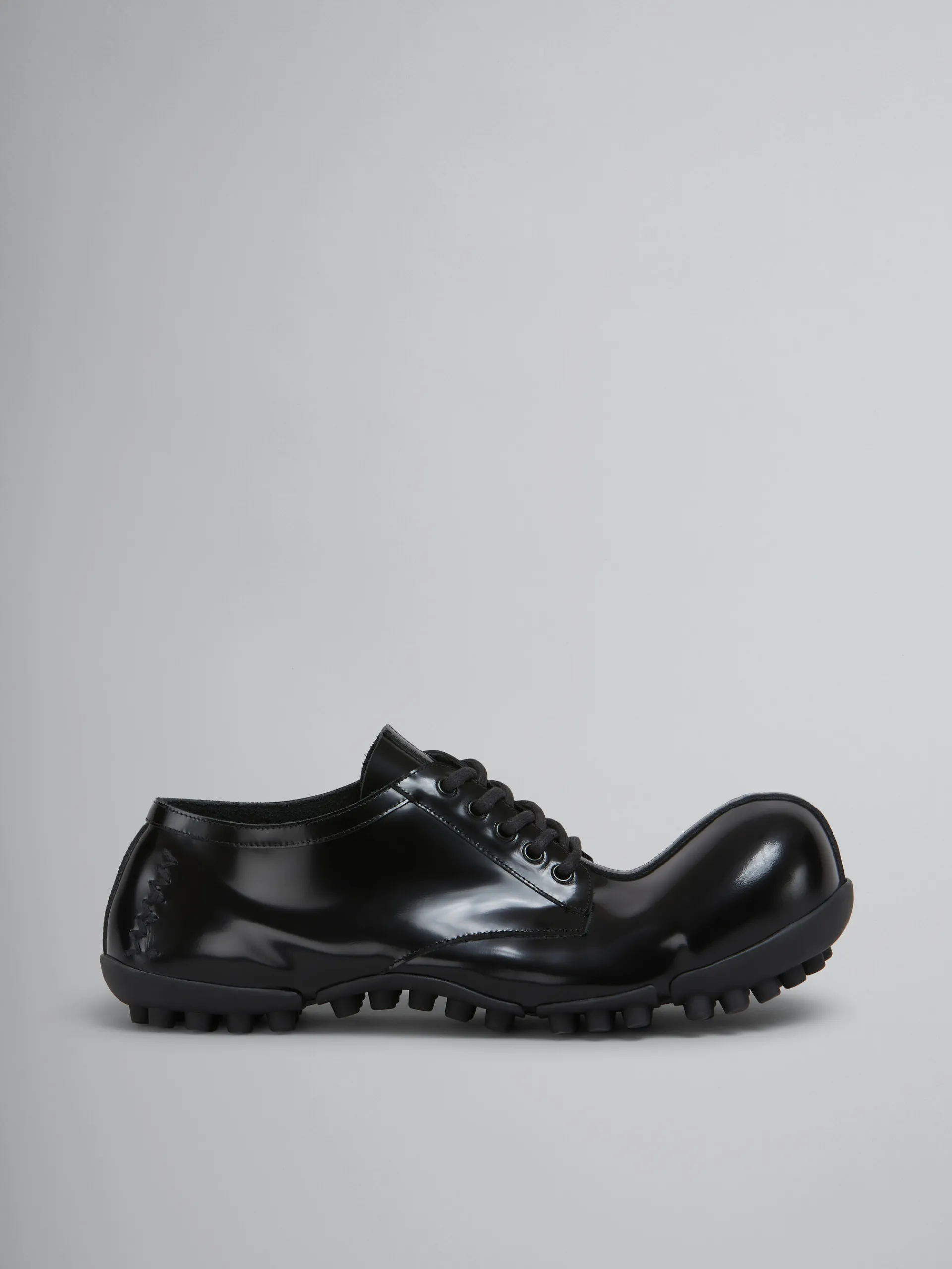 Lace Up & Loafers>Marni Patent Leather Wave Lace Up BLACK