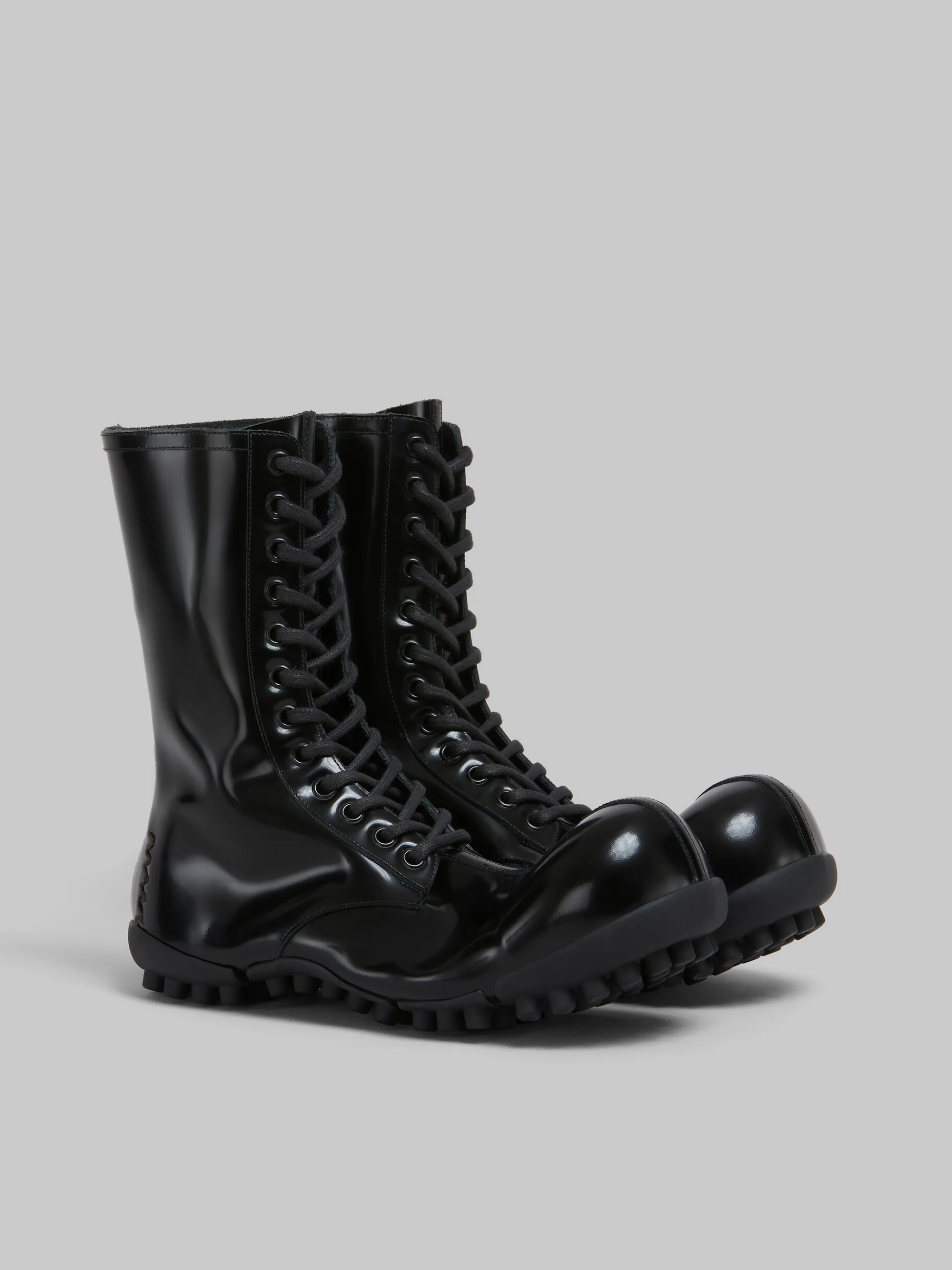 Boots>Marni Patent Leather Wave Boot BLACK
