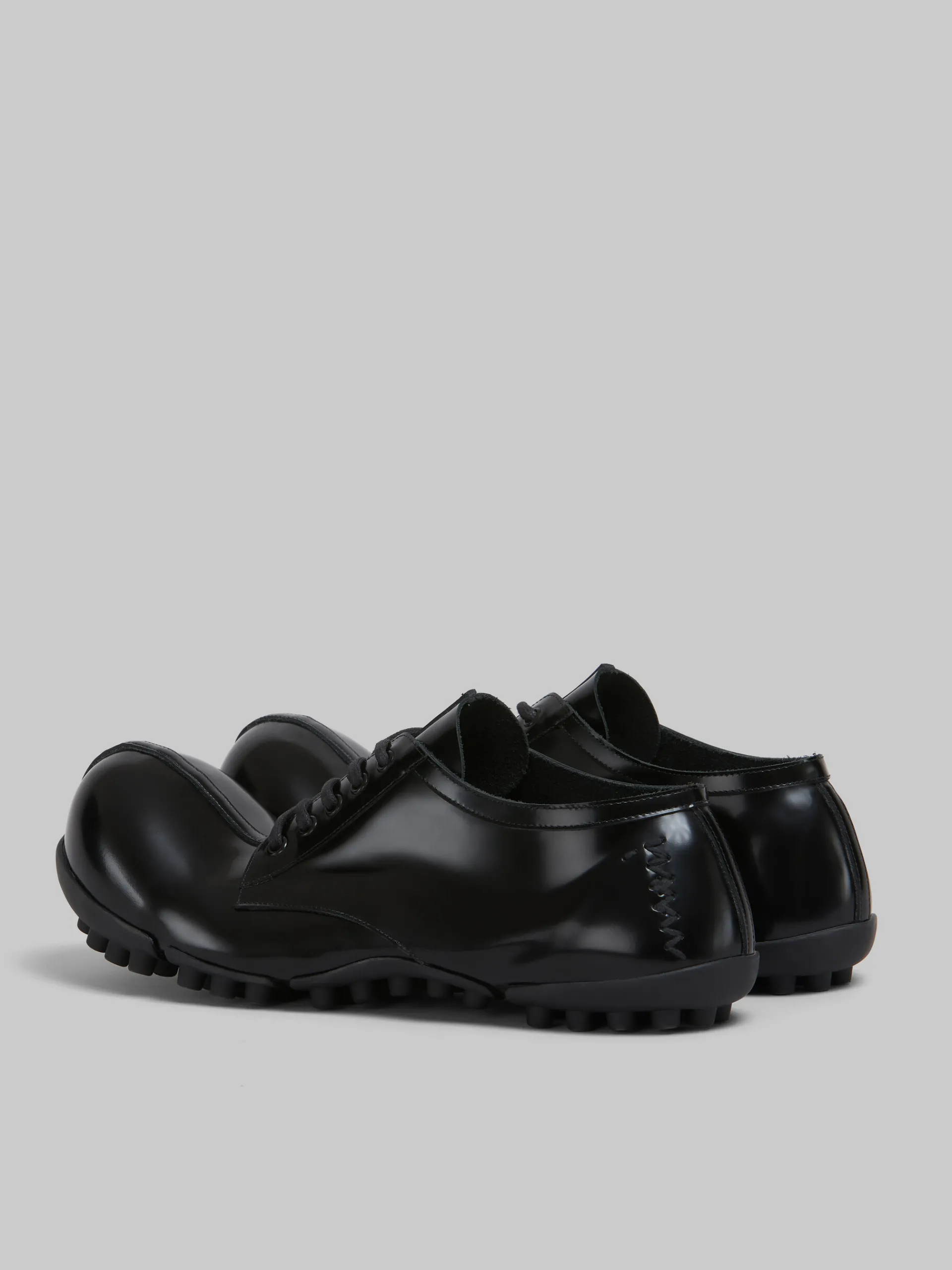 Lace Up & Loafers>Marni Patent Leather Wave Lace Up BLACK