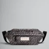 Belt Bags>Marni Puff Belt Bag With Scribble Print BLACK