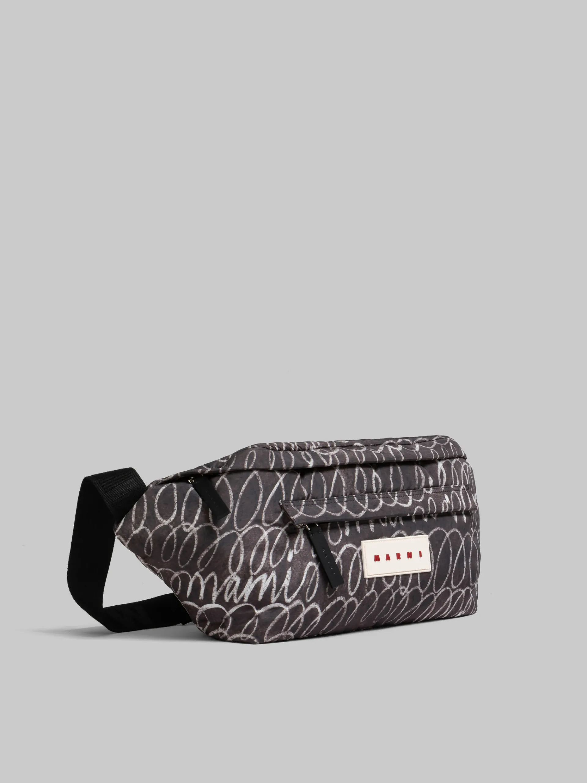 Belt Bags>Marni Puff Belt Bag With Scribble Print BLACK