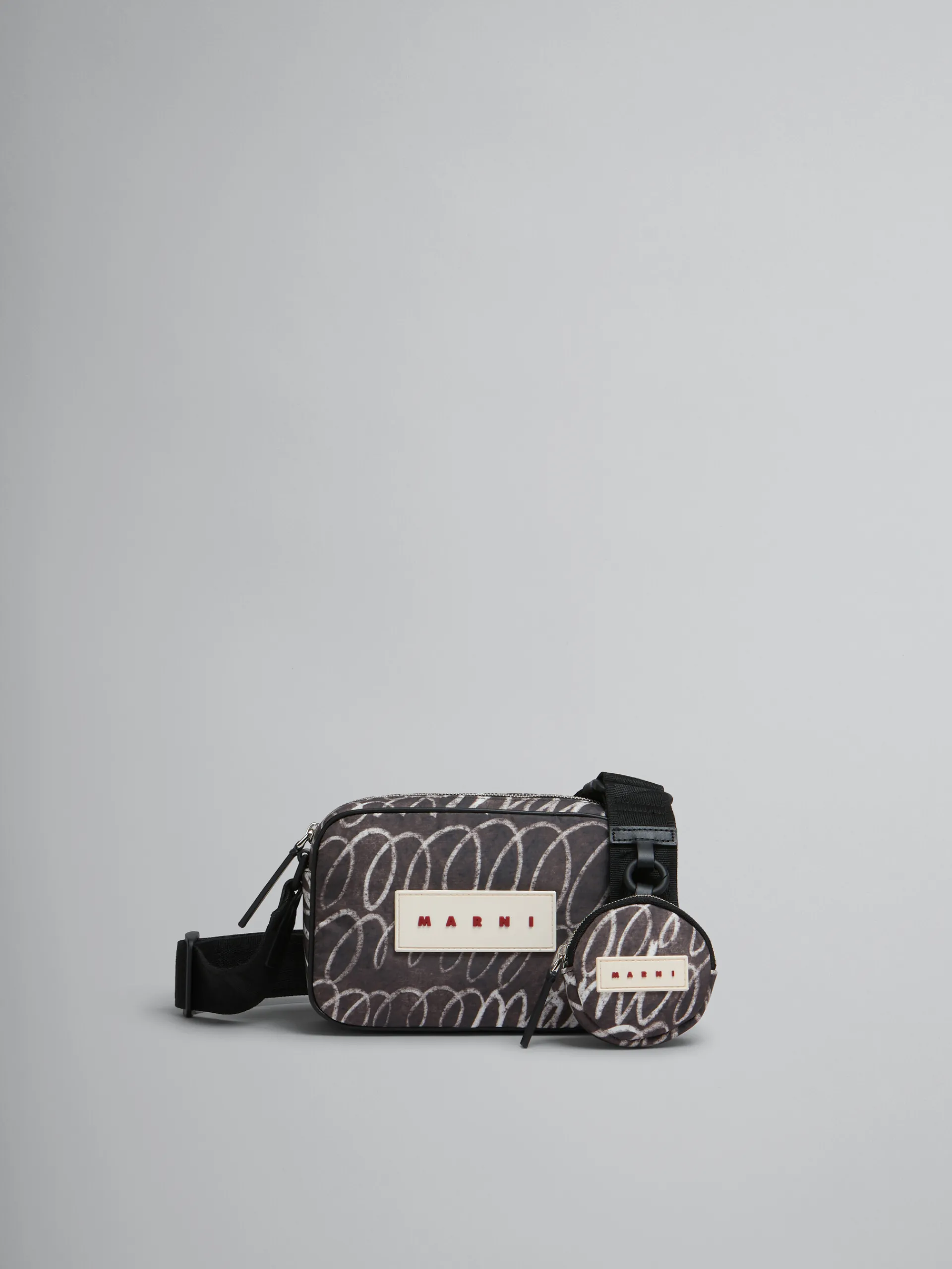 Crossbody Bags>Marni Puff Camera Bag With Scribble Print BLACK