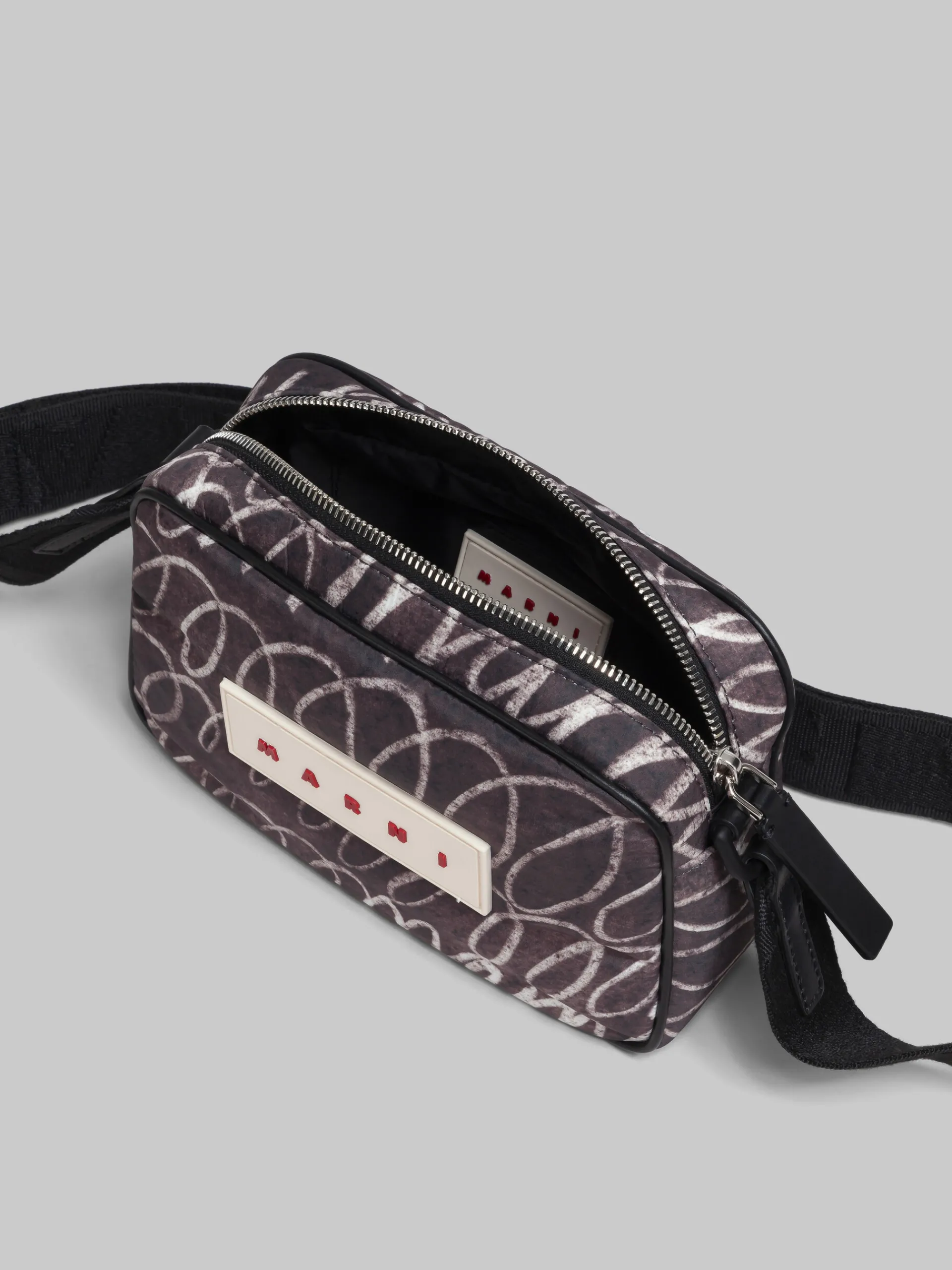 Crossbody Bags>Marni Puff Camera Bag With Scribble Print BLACK