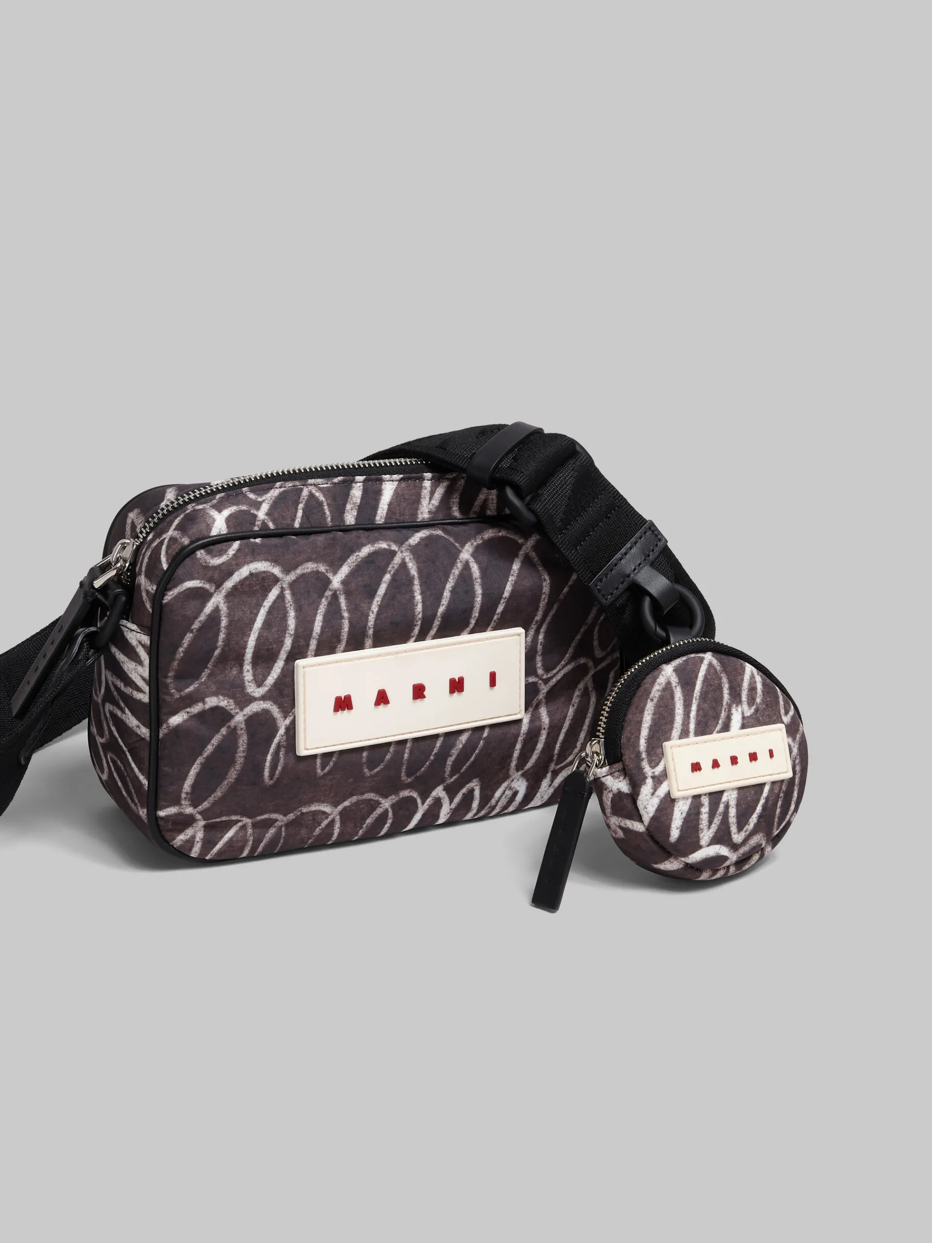 Crossbody Bags>Marni Puff Camera Bag With Scribble Print BLACK