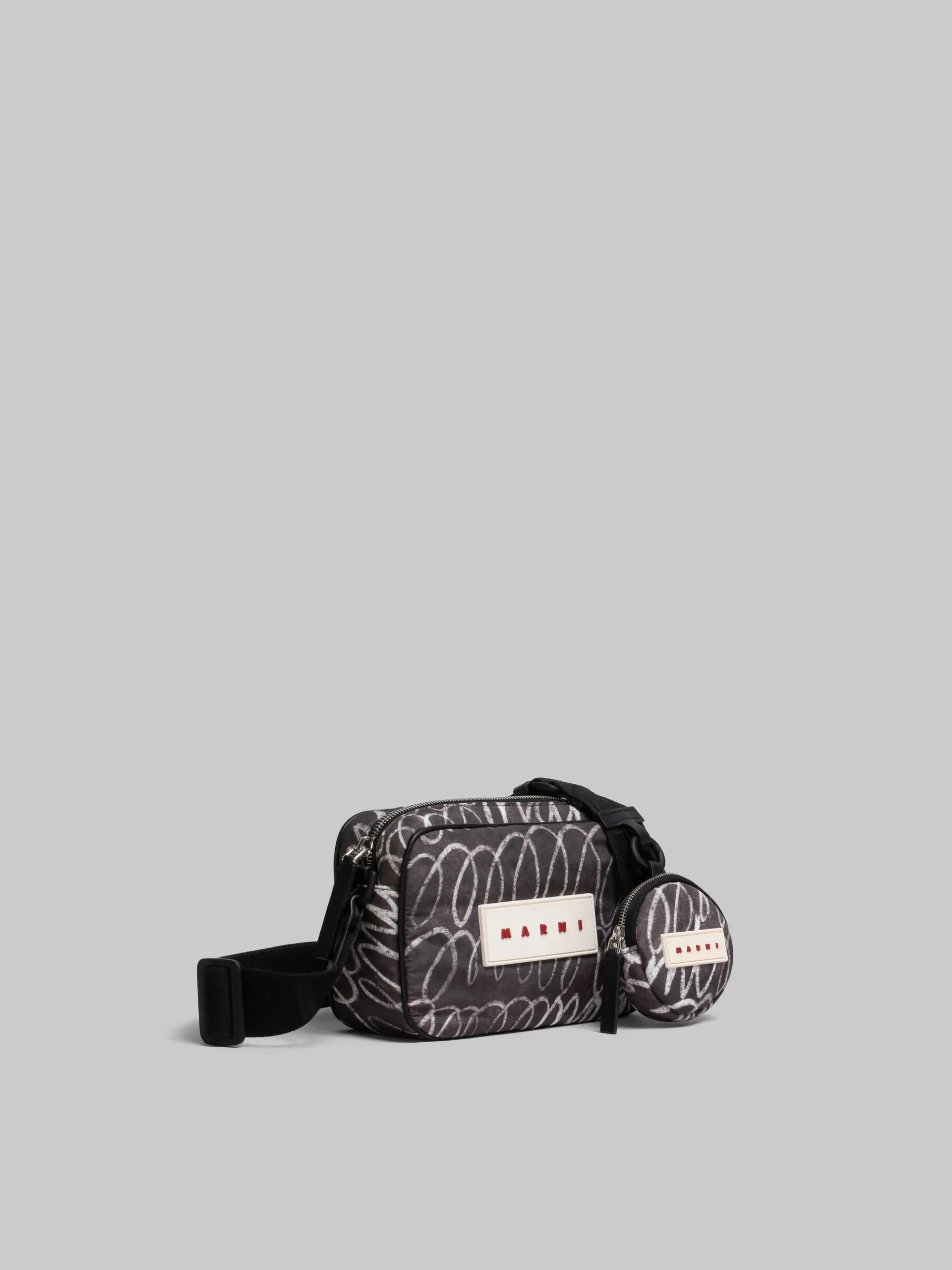 Crossbody Bags>Marni Puff Camera Bag With Scribble Print BLACK