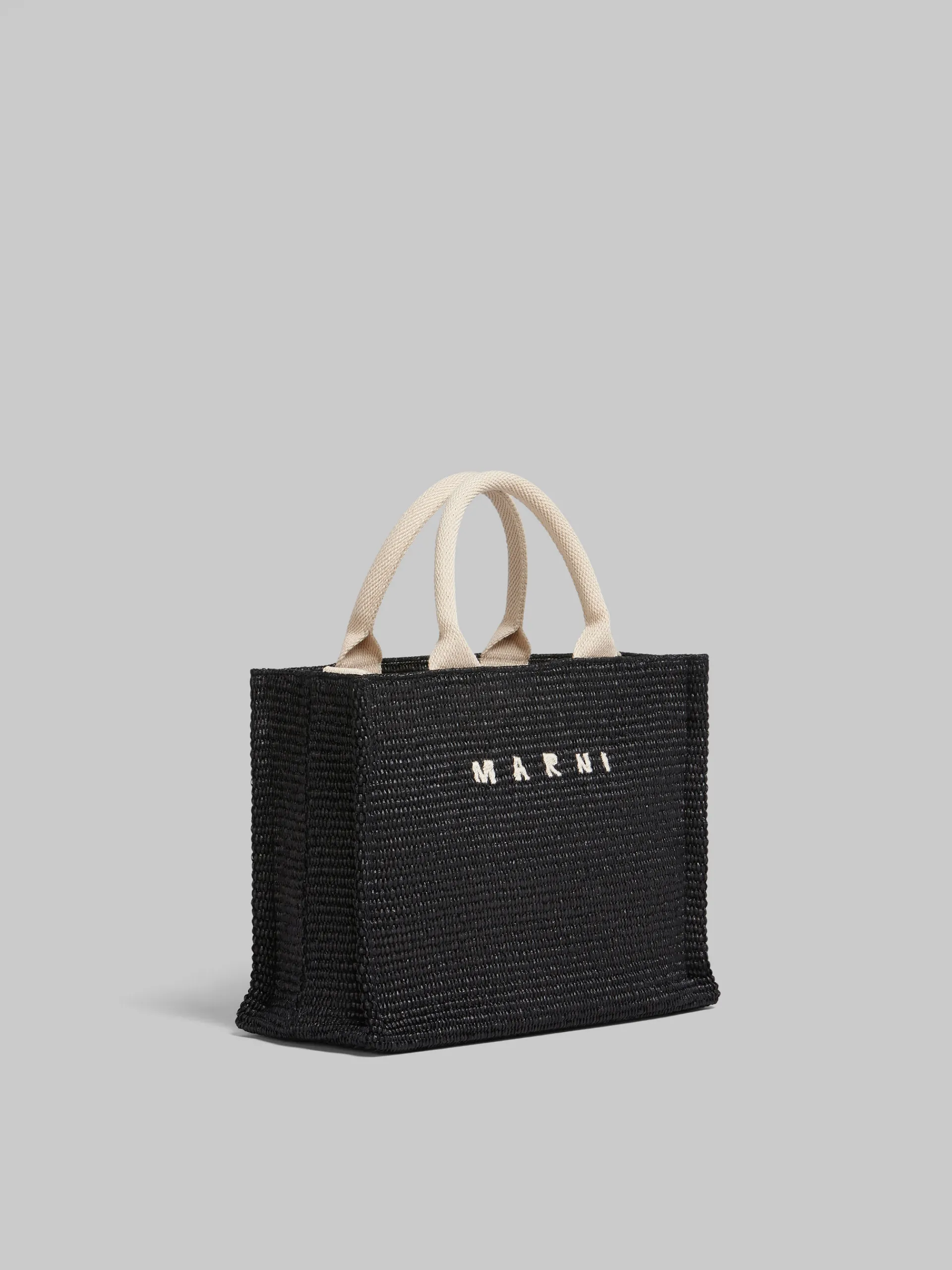 Tote Bags>Marni Black Raffia-effect Small Tote Bag BLACK/NATURAL