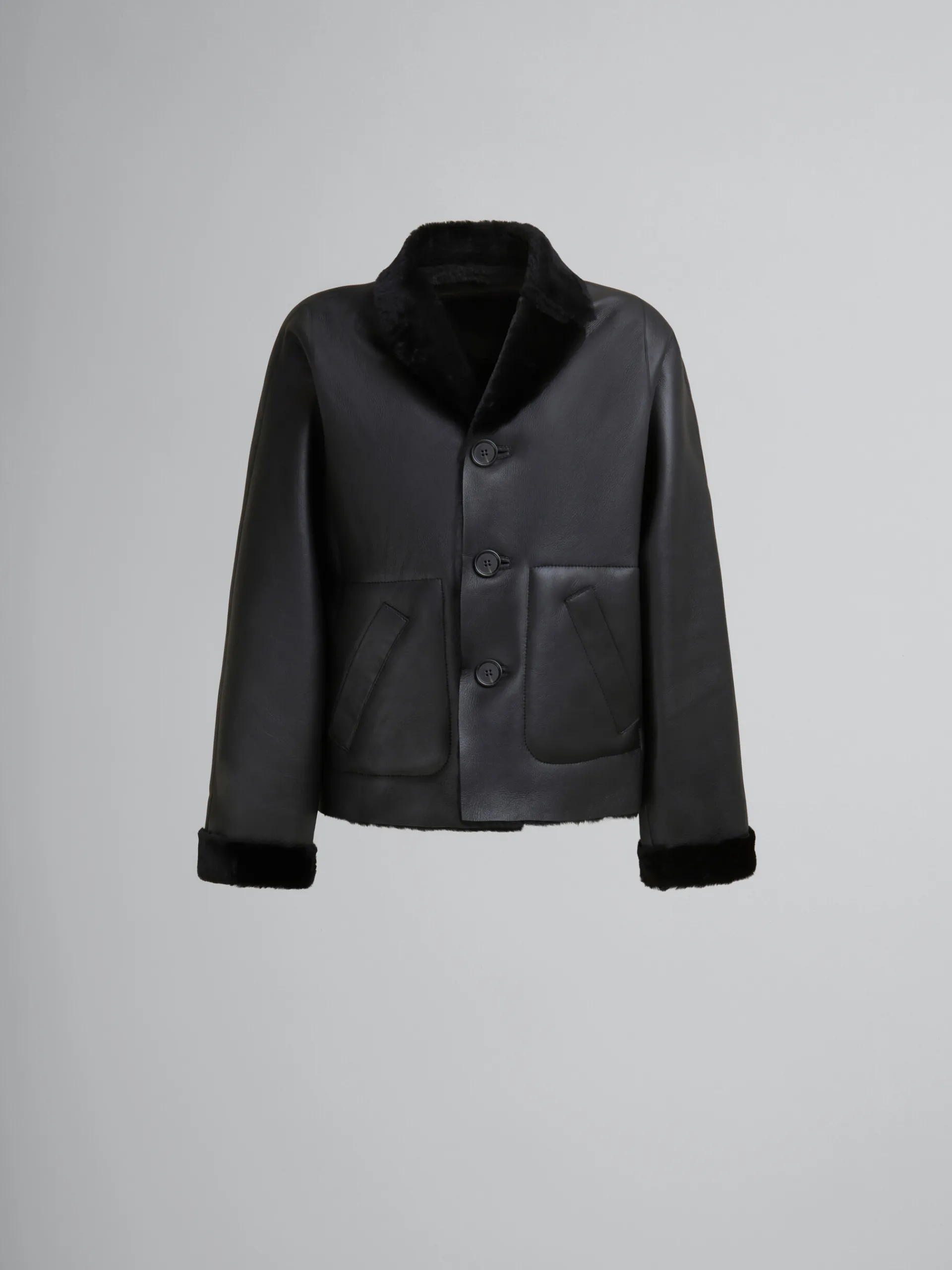 Coats & Jackets>Marni Reversible Shearling Jacket BLACK