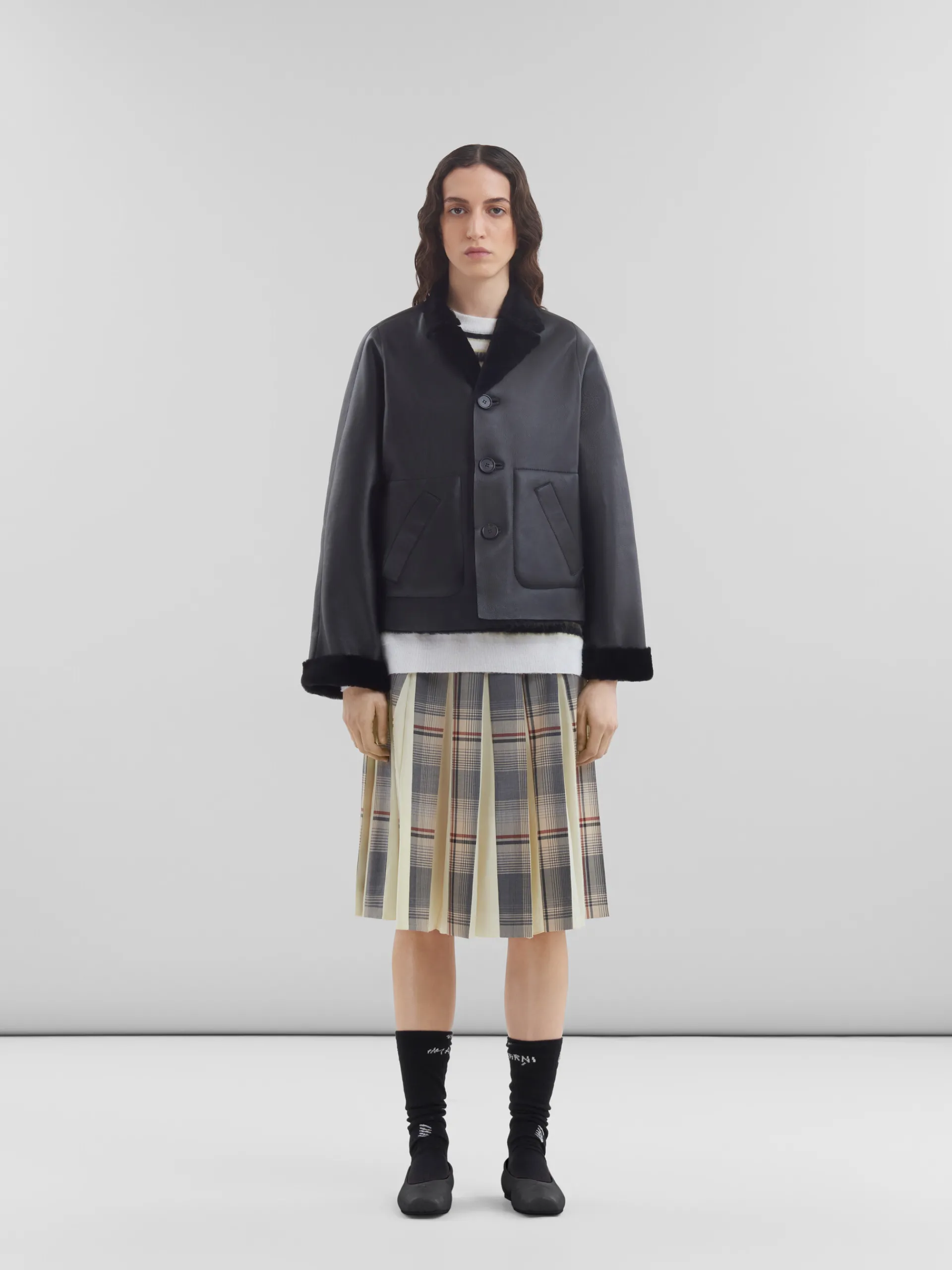 Coats & Jackets>Marni Reversible Shearling Jacket BLACK