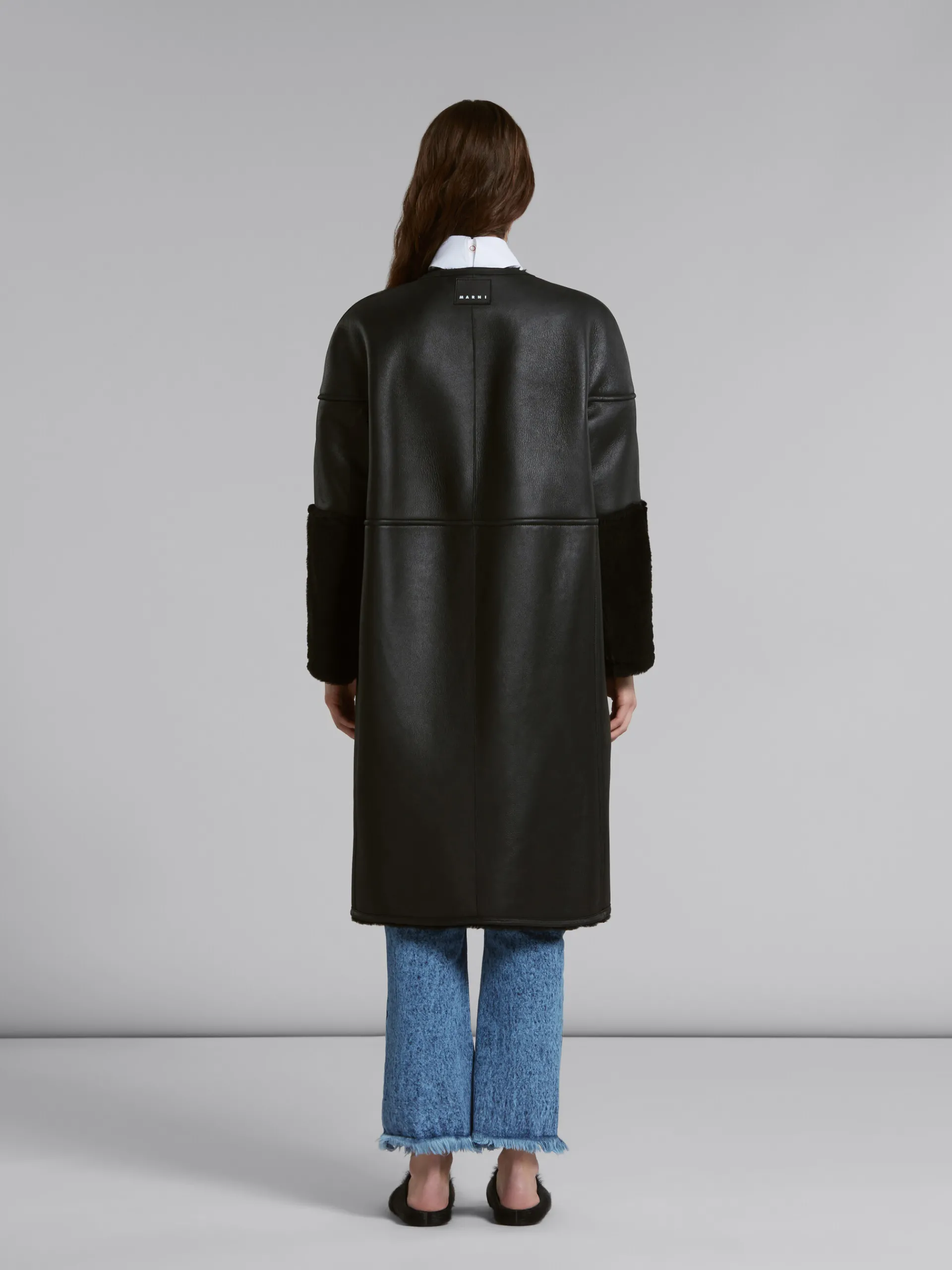 Coats & Jackets>Marni Reversible Shearling Coat BLACK