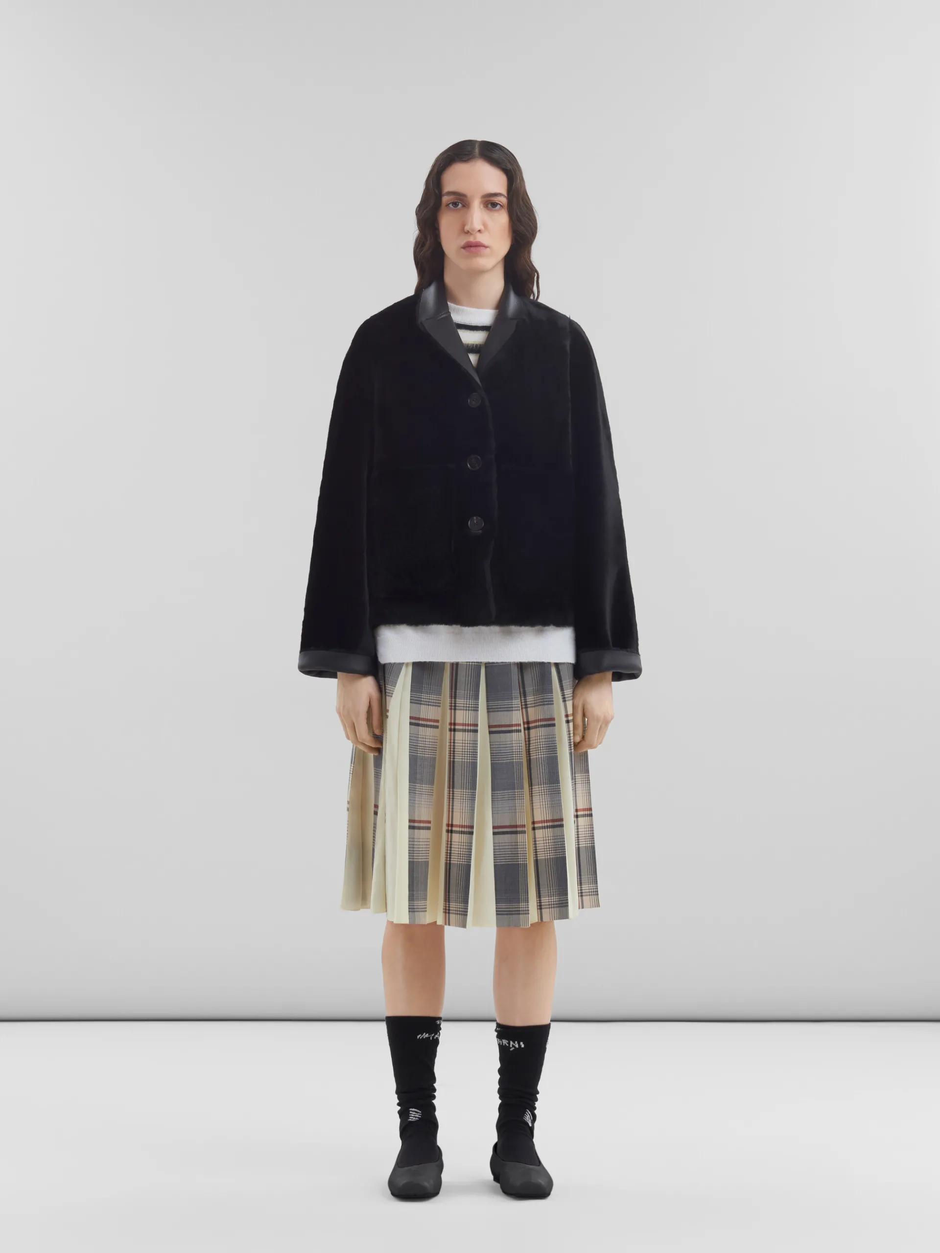 Coats & Jackets>Marni Reversible Shearling Jacket BLACK