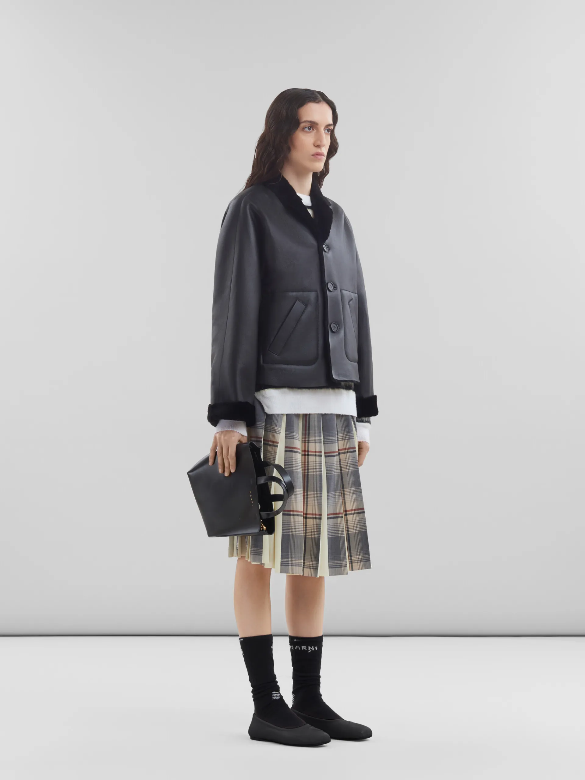 Coats & Jackets>Marni Reversible Shearling Jacket BLACK