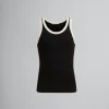 Tops & T-Shirts>Marni Ribbed Cotton Tank Top With Mending BLACK