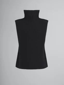 Knitwear>Marni Ribbed Wool Vest BLACK