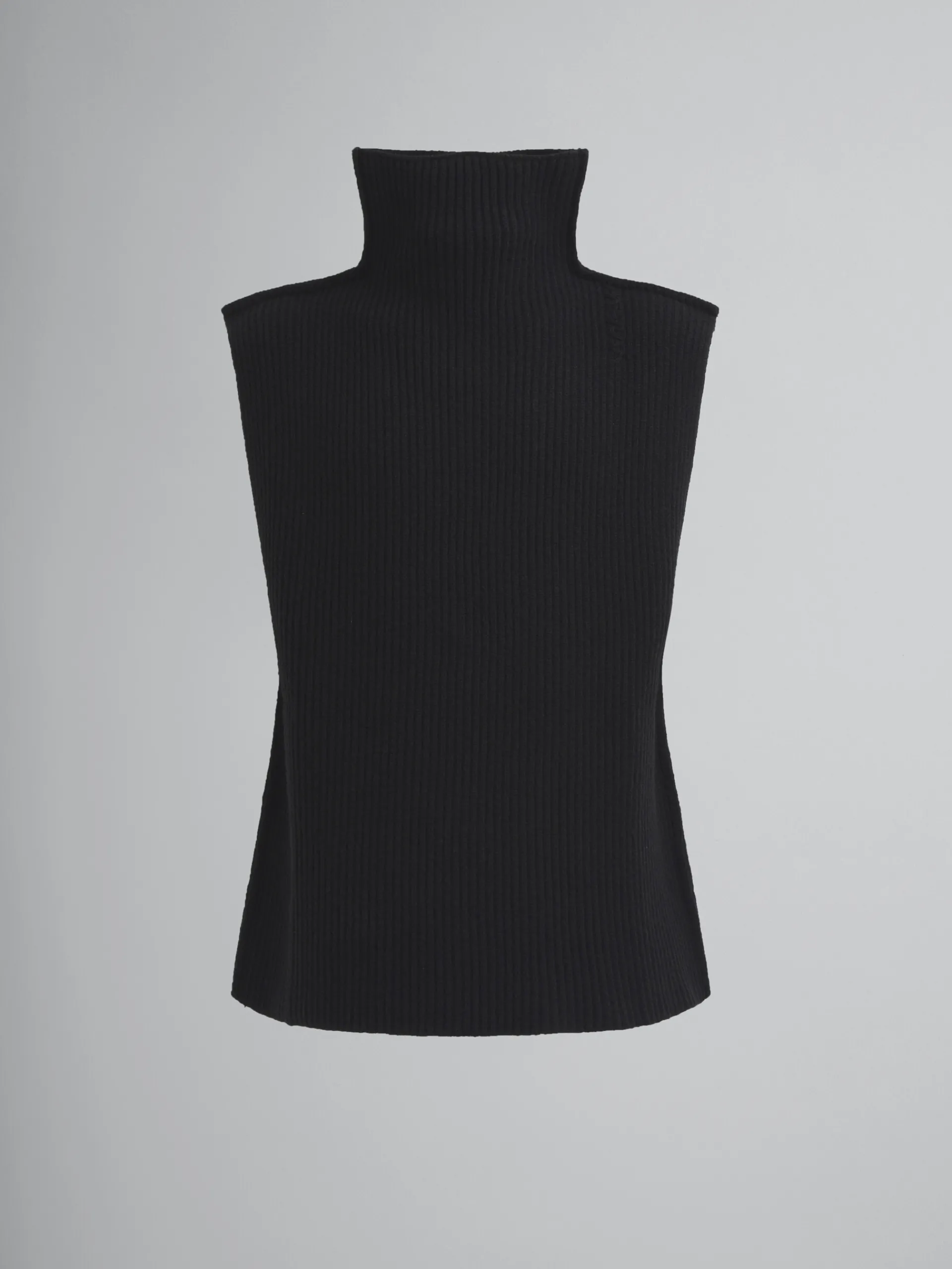 Knitwear>Marni Ribbed Wool Vest BLACK