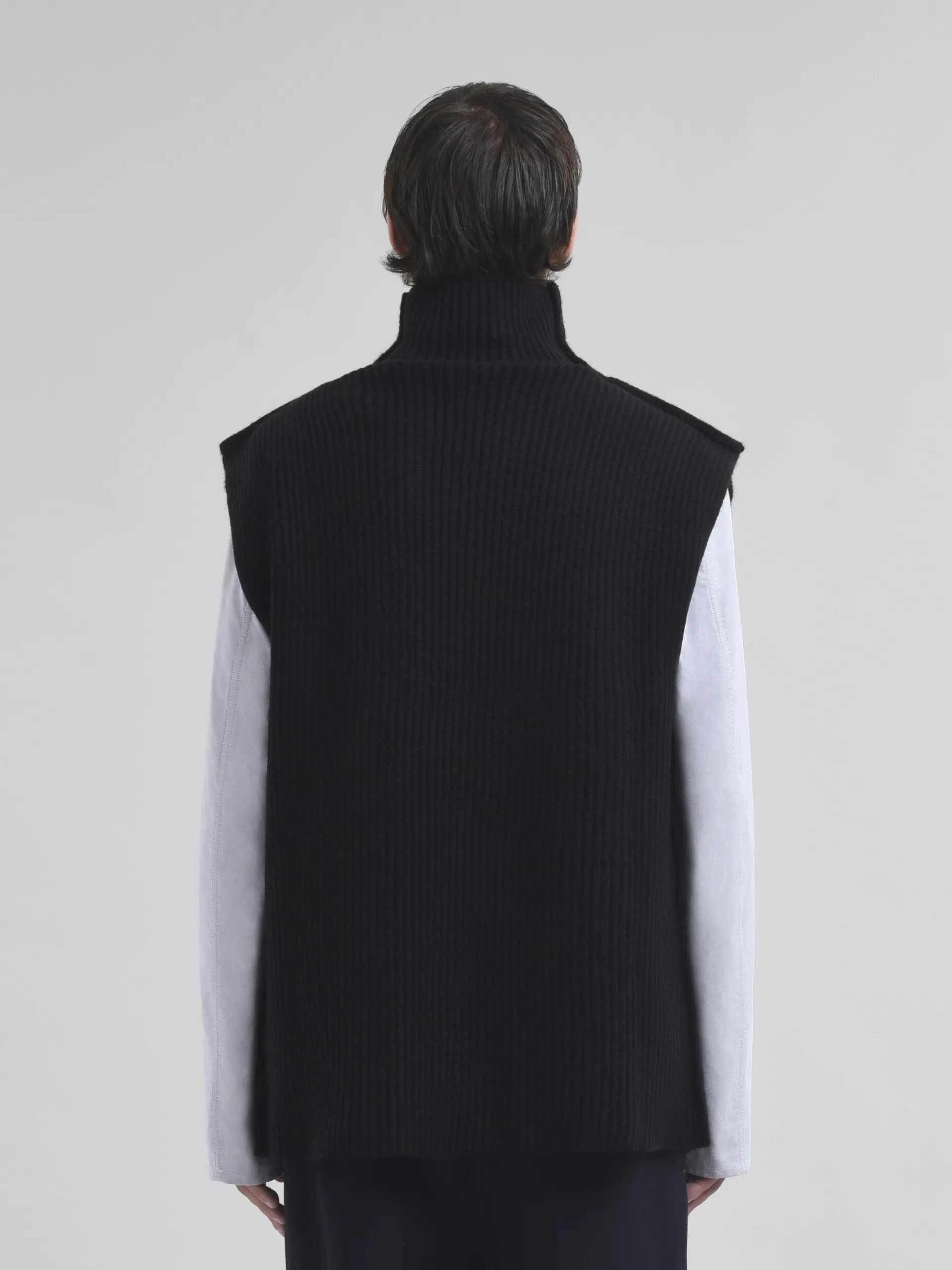 Knitwear>Marni Ribbed Wool Vest BLACK