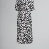 Dresses>Marni Satin-back Crêpe Dress With Blooming Print BLACK