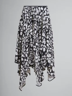 Matching Sets | Skirts>Marni Satin-back Crêpe Midi Skirt With Blooming Print BLACK