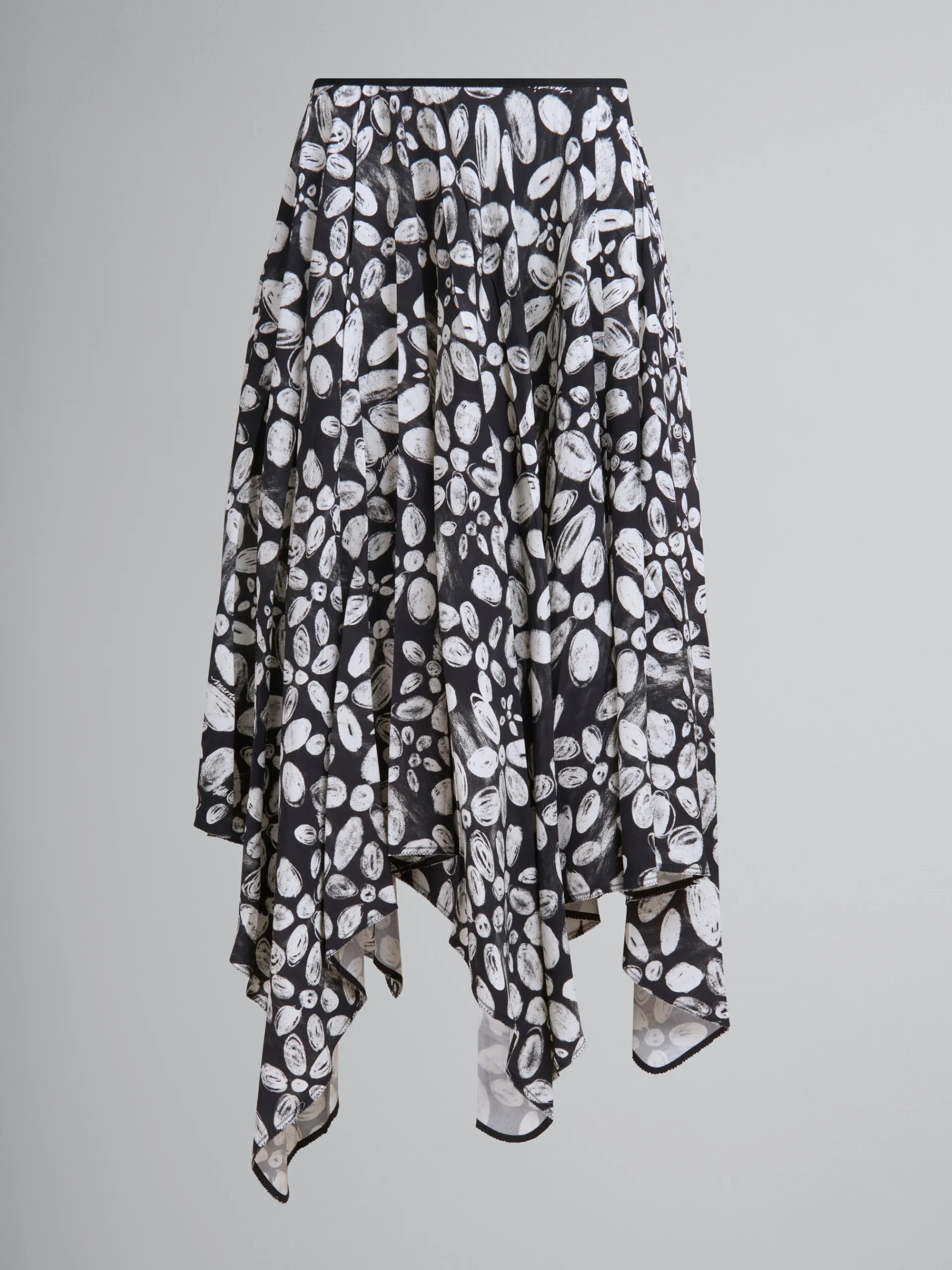 Matching Sets | Skirts>Marni Satin-back Crêpe Midi Skirt With Blooming Print BLACK
