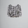 Tops & T-Shirts>Marni Satin-back Crêpe Top With Blooming Print BLACK