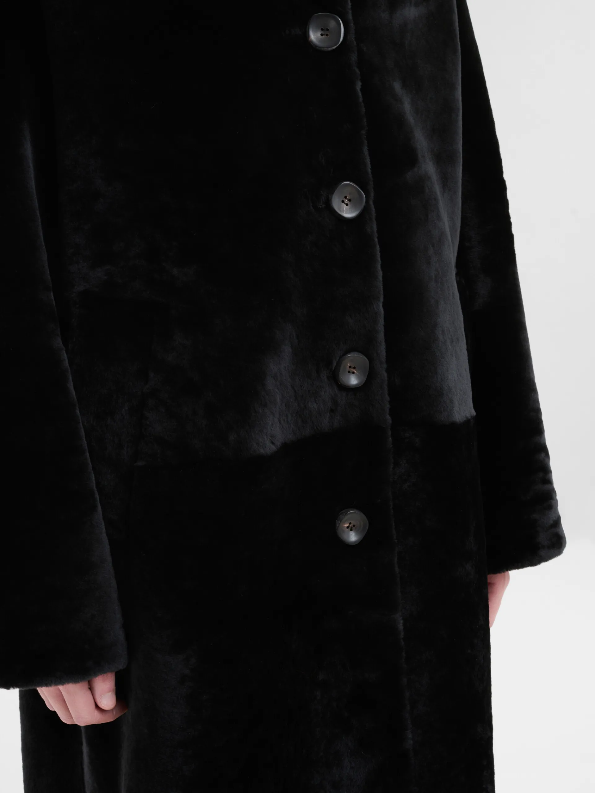 Coats & Jackets>Marni Shaved Shearling Coat With Padded Shoulders BLACK