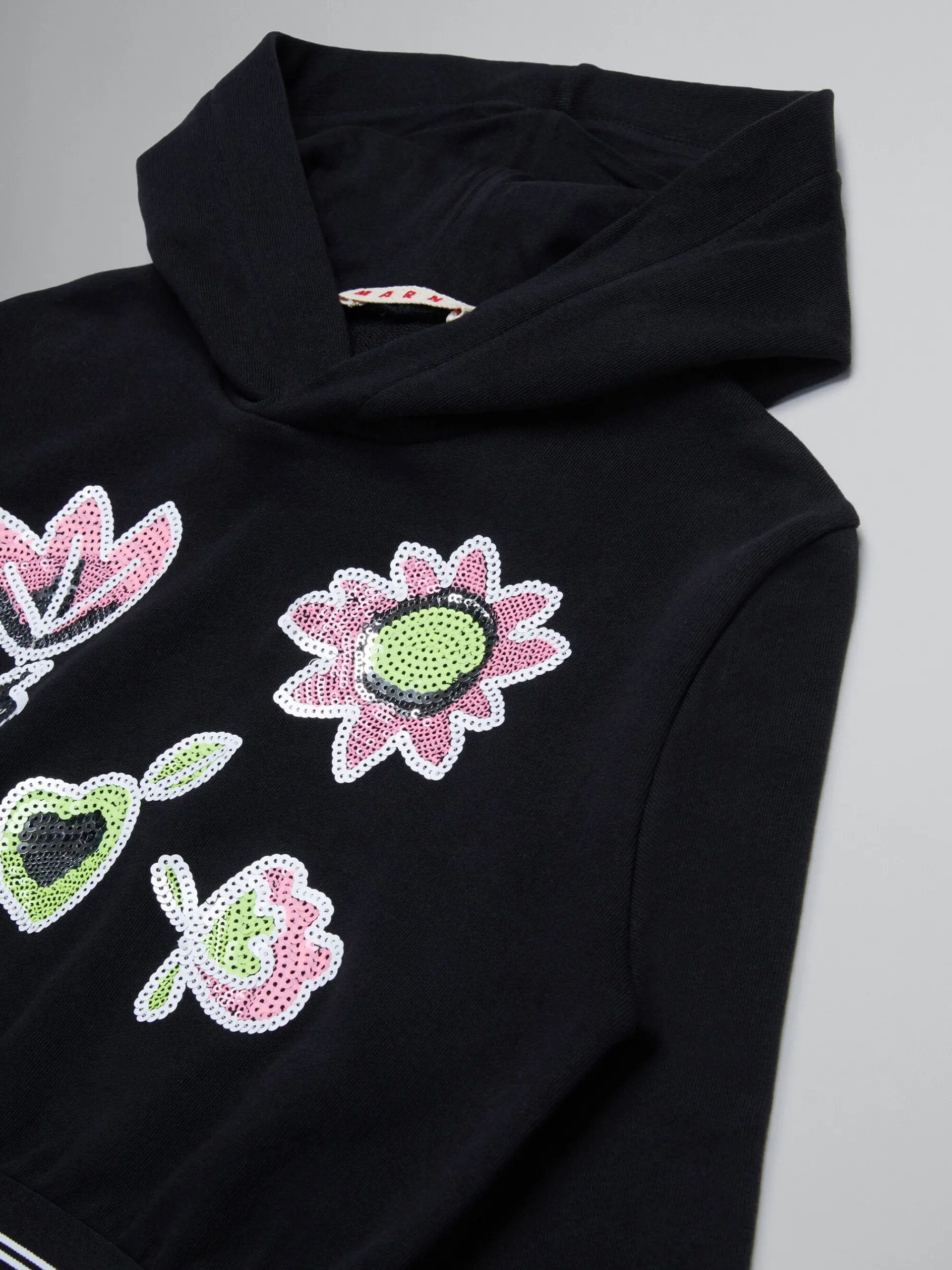 Kids>Marni Sweatshirt With Sequined Flowers BLACK