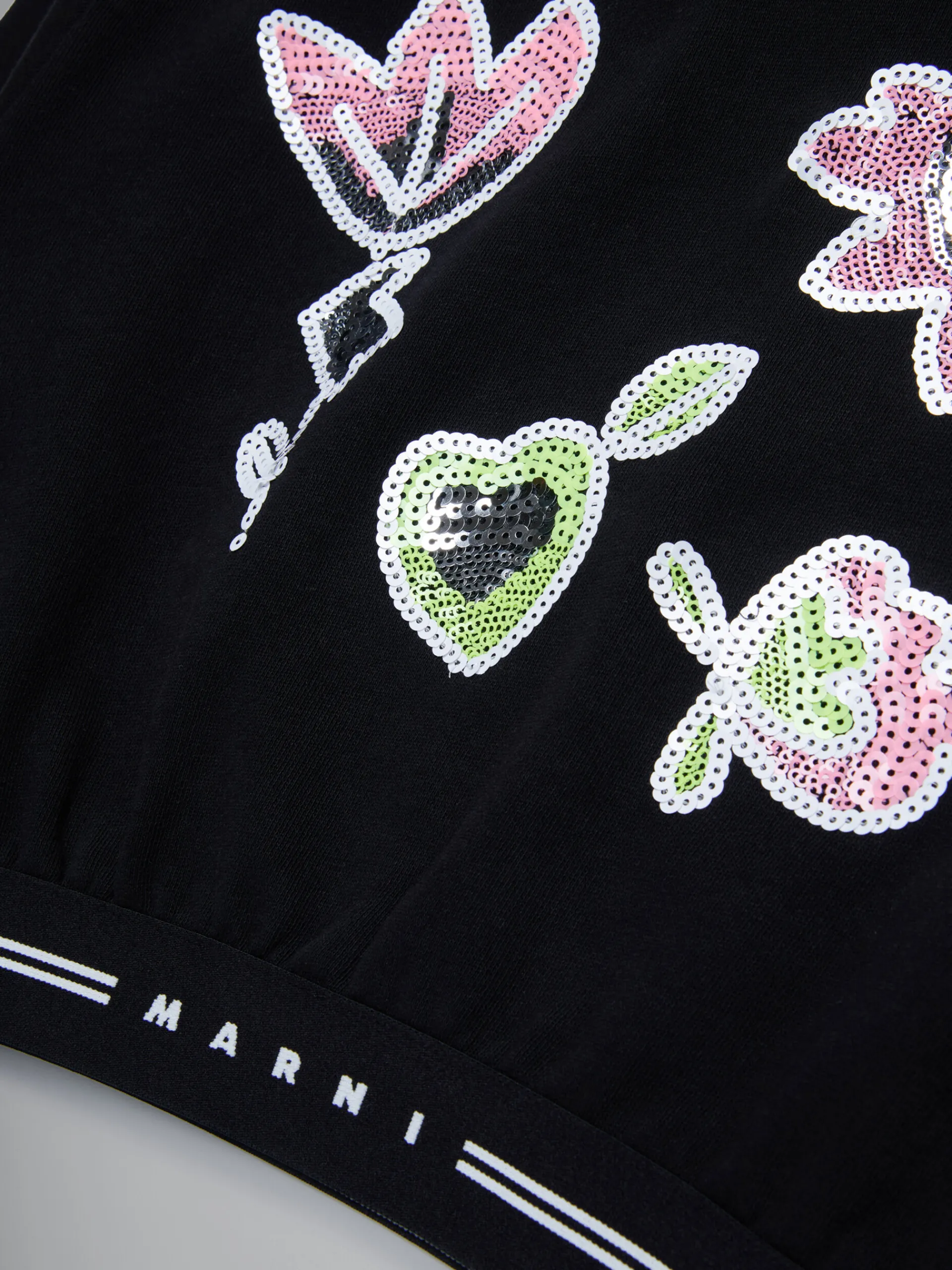 Kids>Marni Sweatshirt With Sequined Flowers BLACK