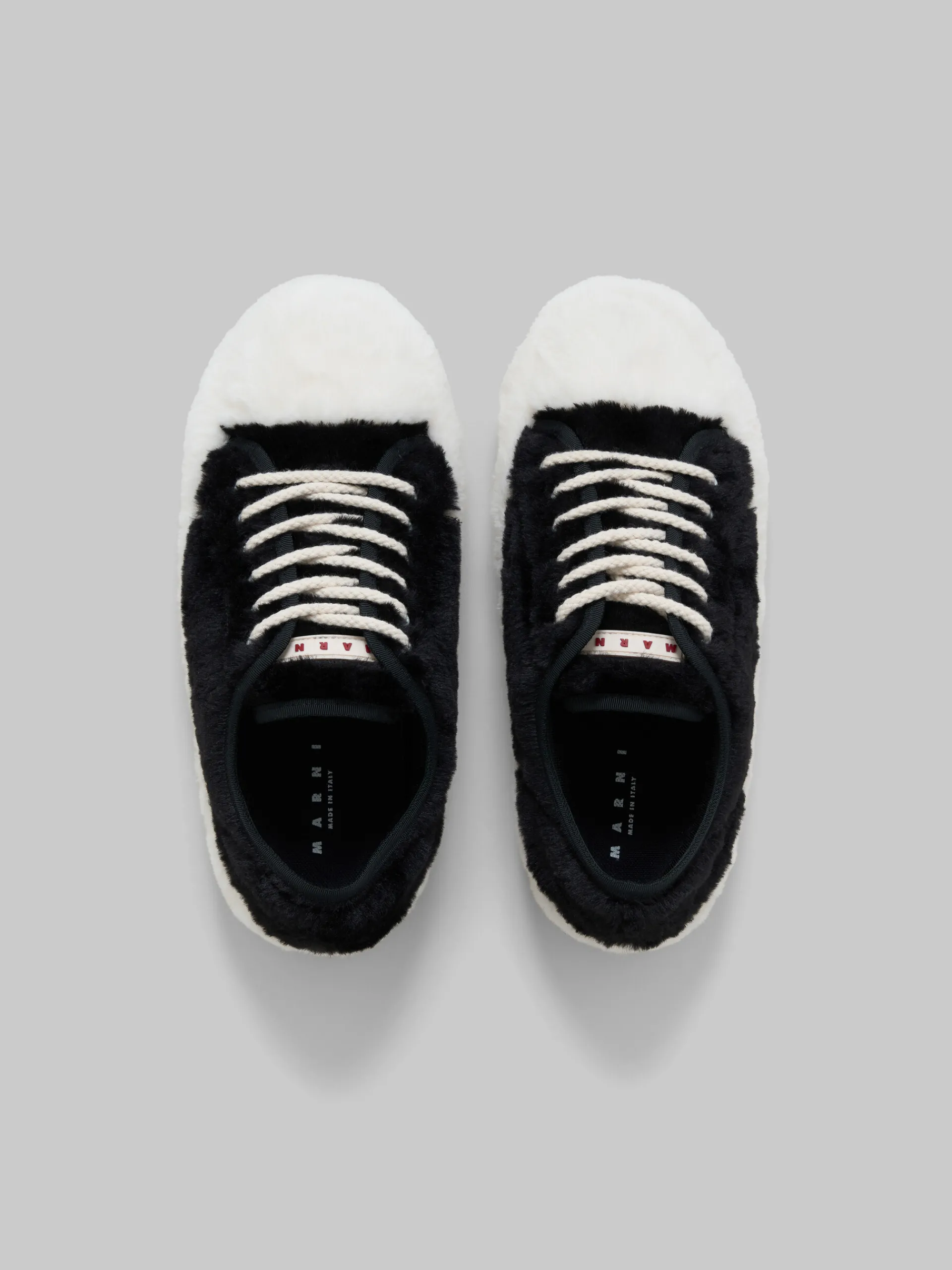 Sneakers>Marni Black Teddy Tennis Sneaker LILY WHITE/BLACK
