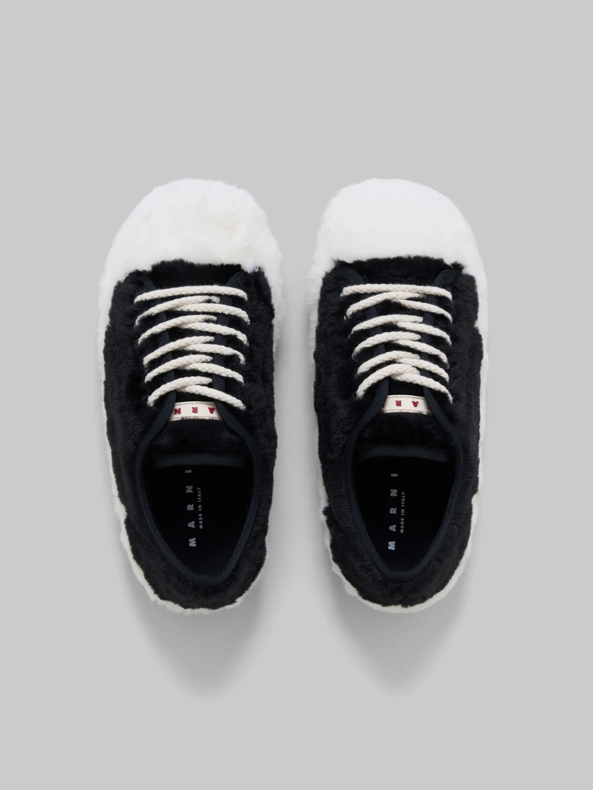 Sneakers>Marni Black Teddy Tennis Sneaker LILY WHITE/BLACK
