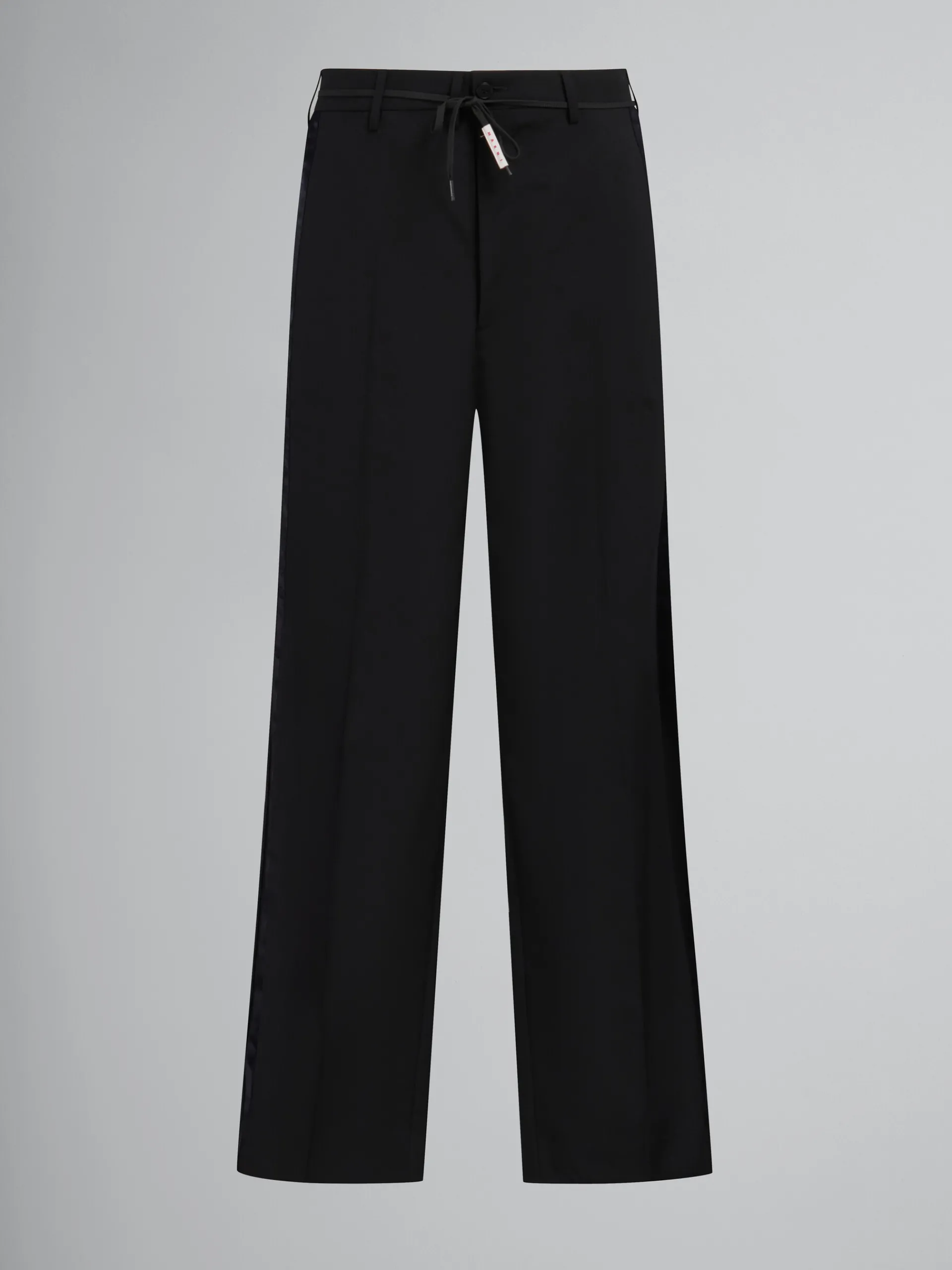 Pants>Marni Tropical Wool Trousers With Satin Stripes BLACK