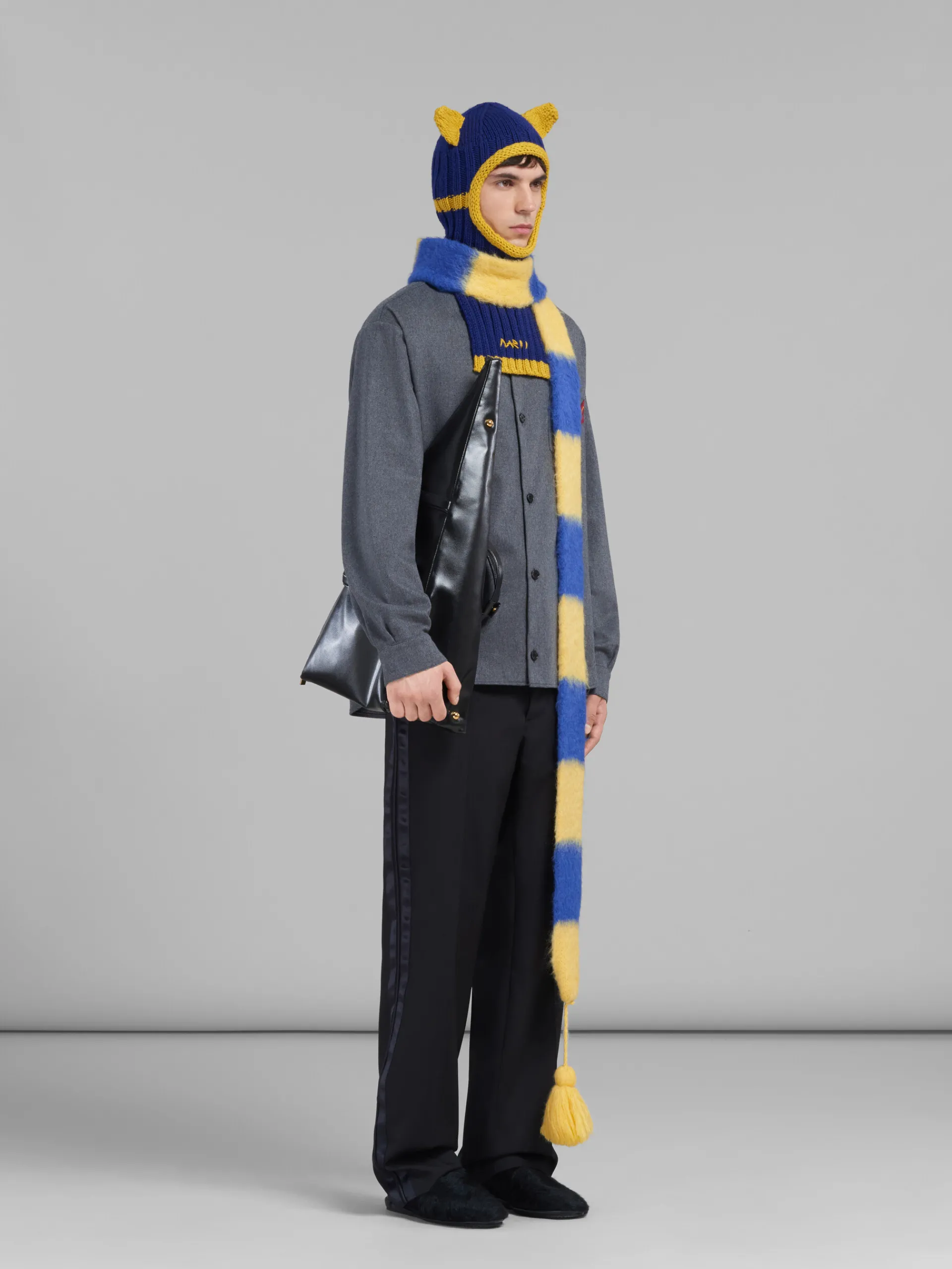 Pants>Marni Tropical Wool Trousers With Satin Stripes BLACK