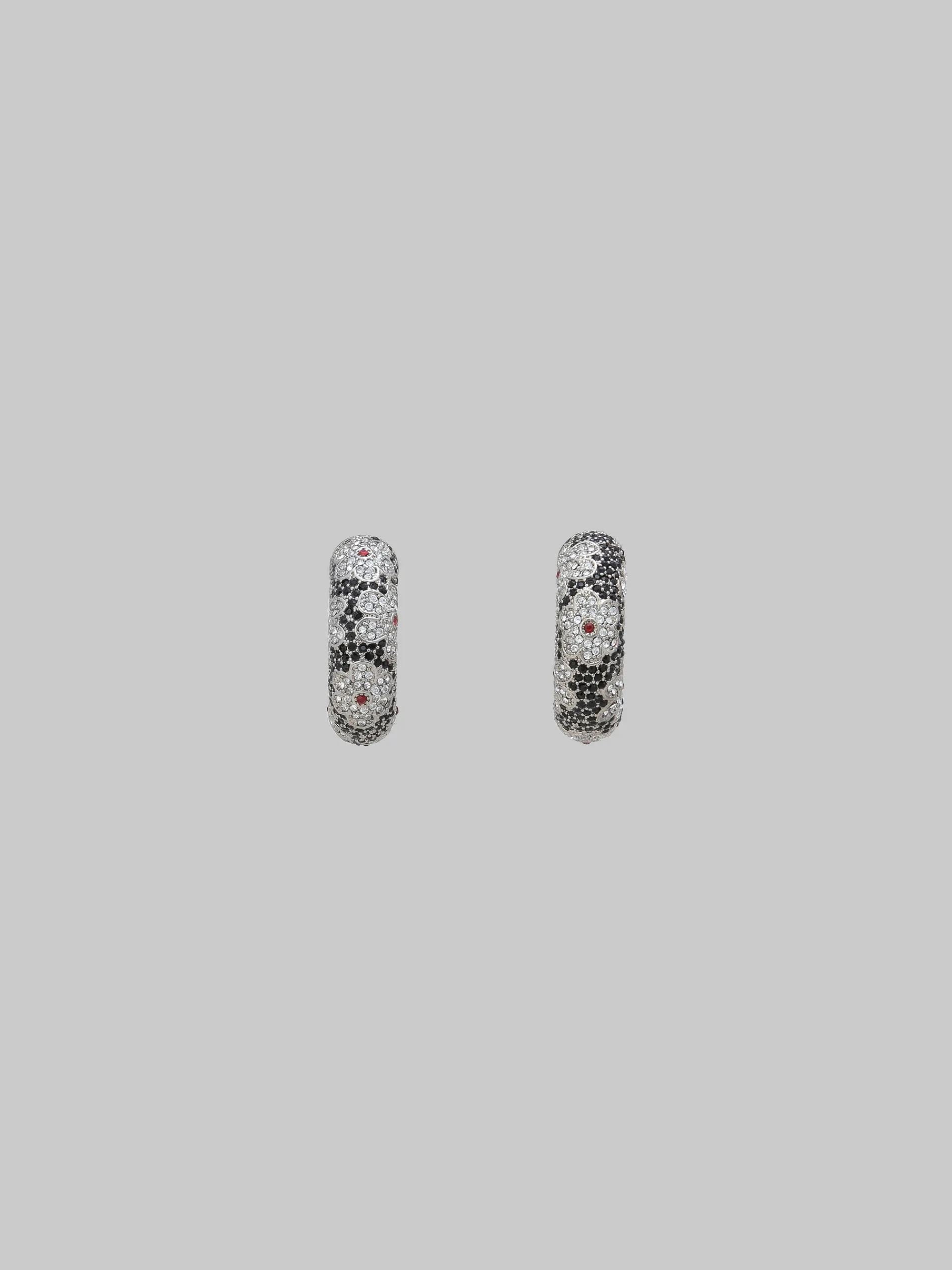 Earrings>Marni Tube Earrings With Rhinstone Daisies BLACK