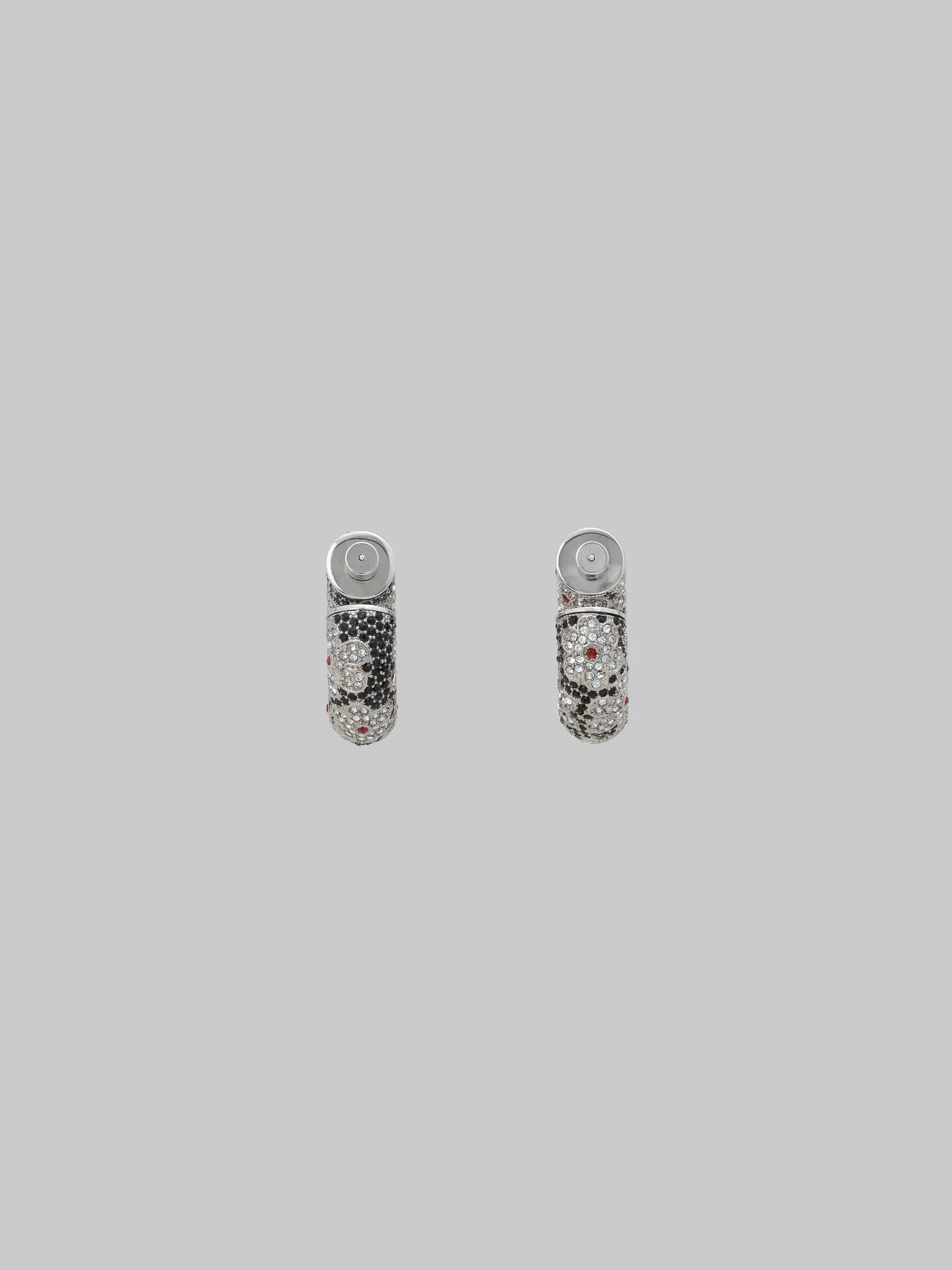 Earrings>Marni Tube Earrings With Rhinstone Daisies BLACK