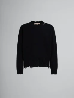 Knitwear>Marni Twisted Crewneck Sweater BLACK