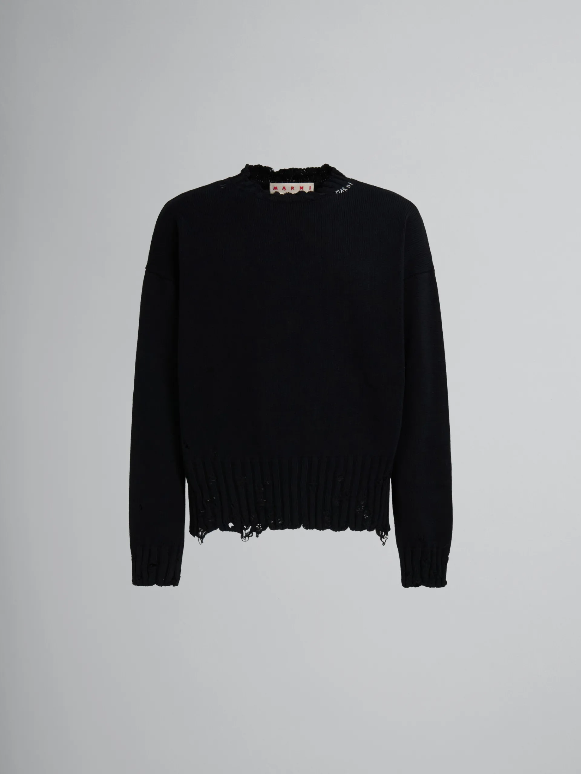 Knitwear>Marni Twisted Crewneck Sweater BLACK