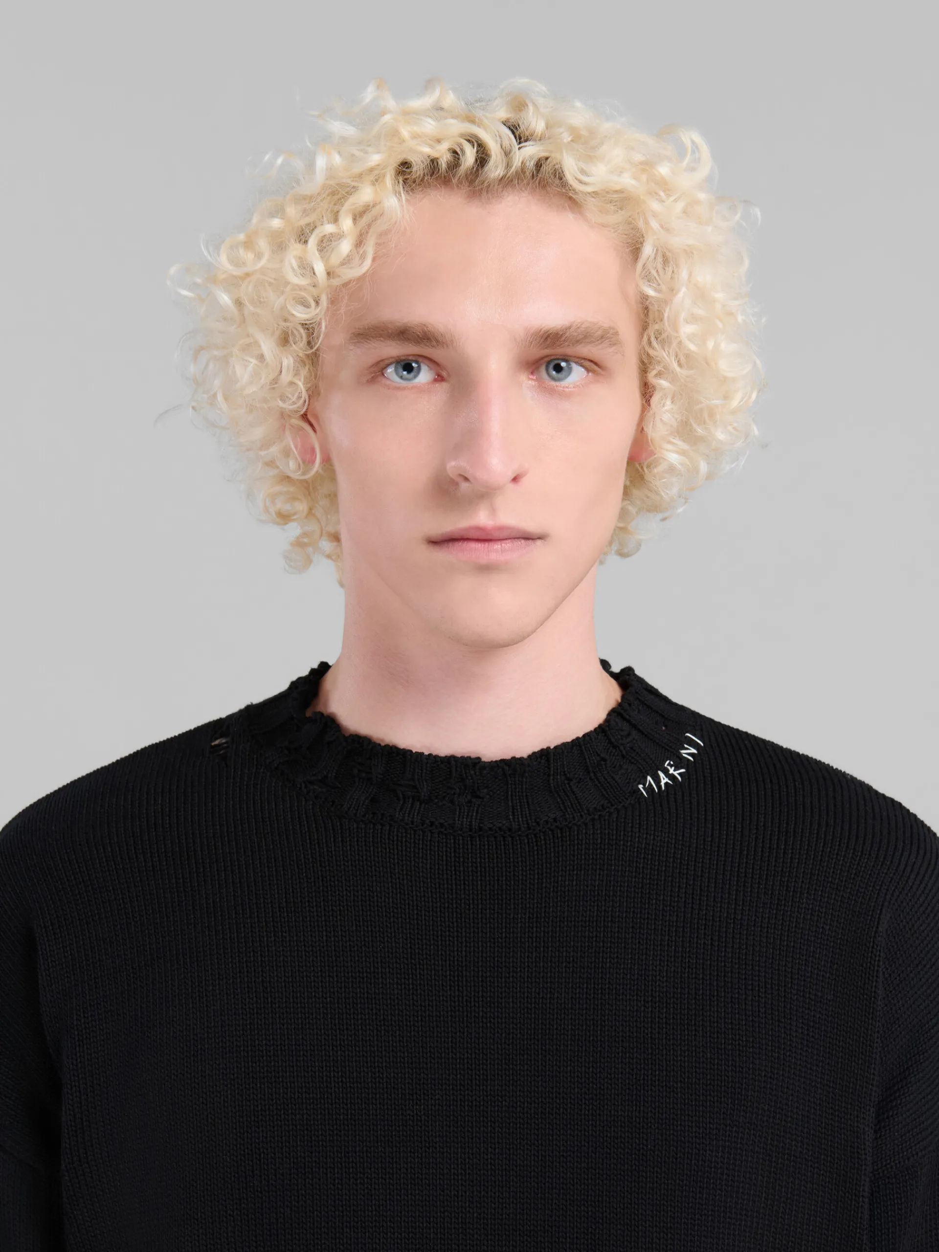 Knitwear>Marni Twisted Crewneck Sweater BLACK