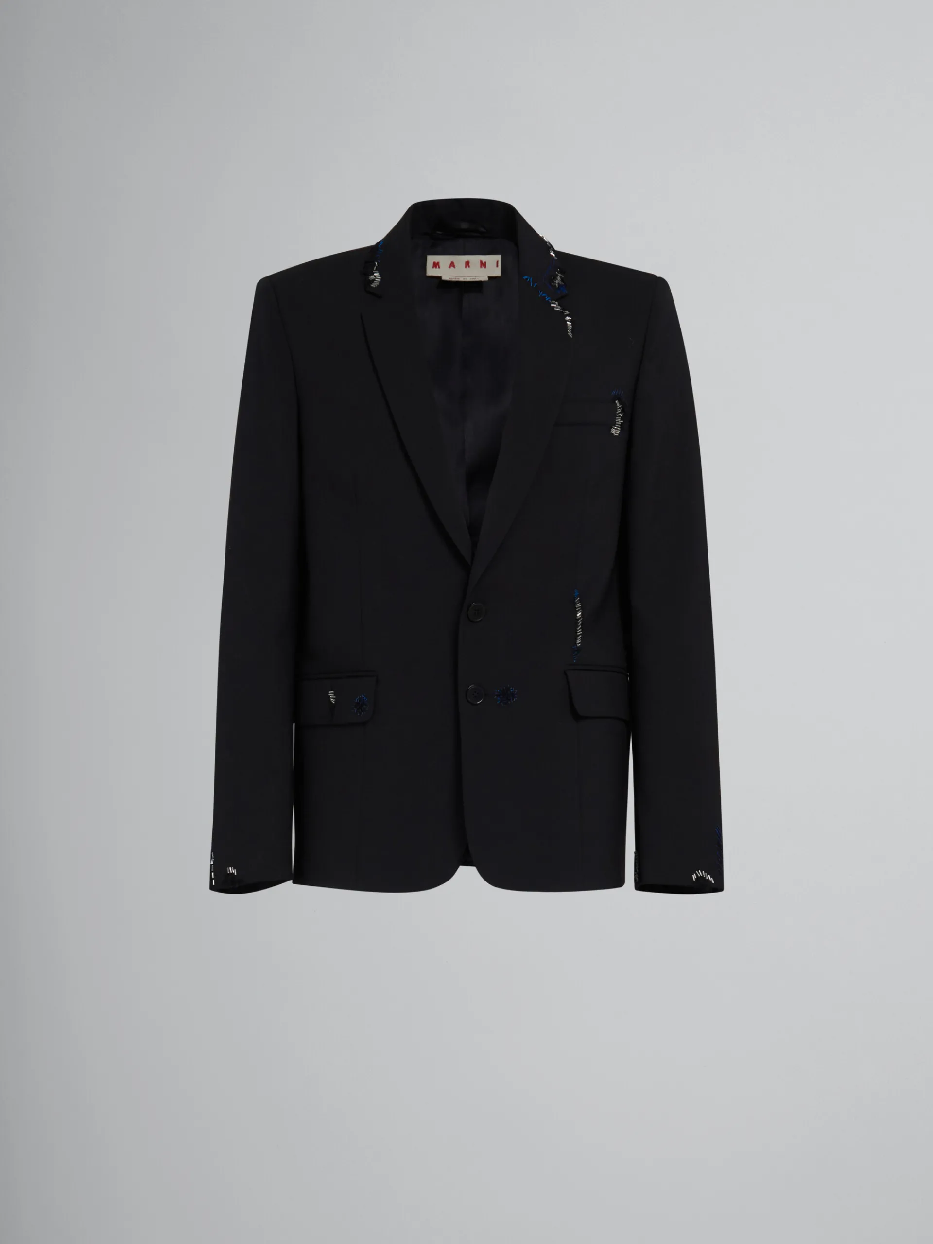 Coats & Jackets>Marni Wool Jacket With Bead Mending BLACK