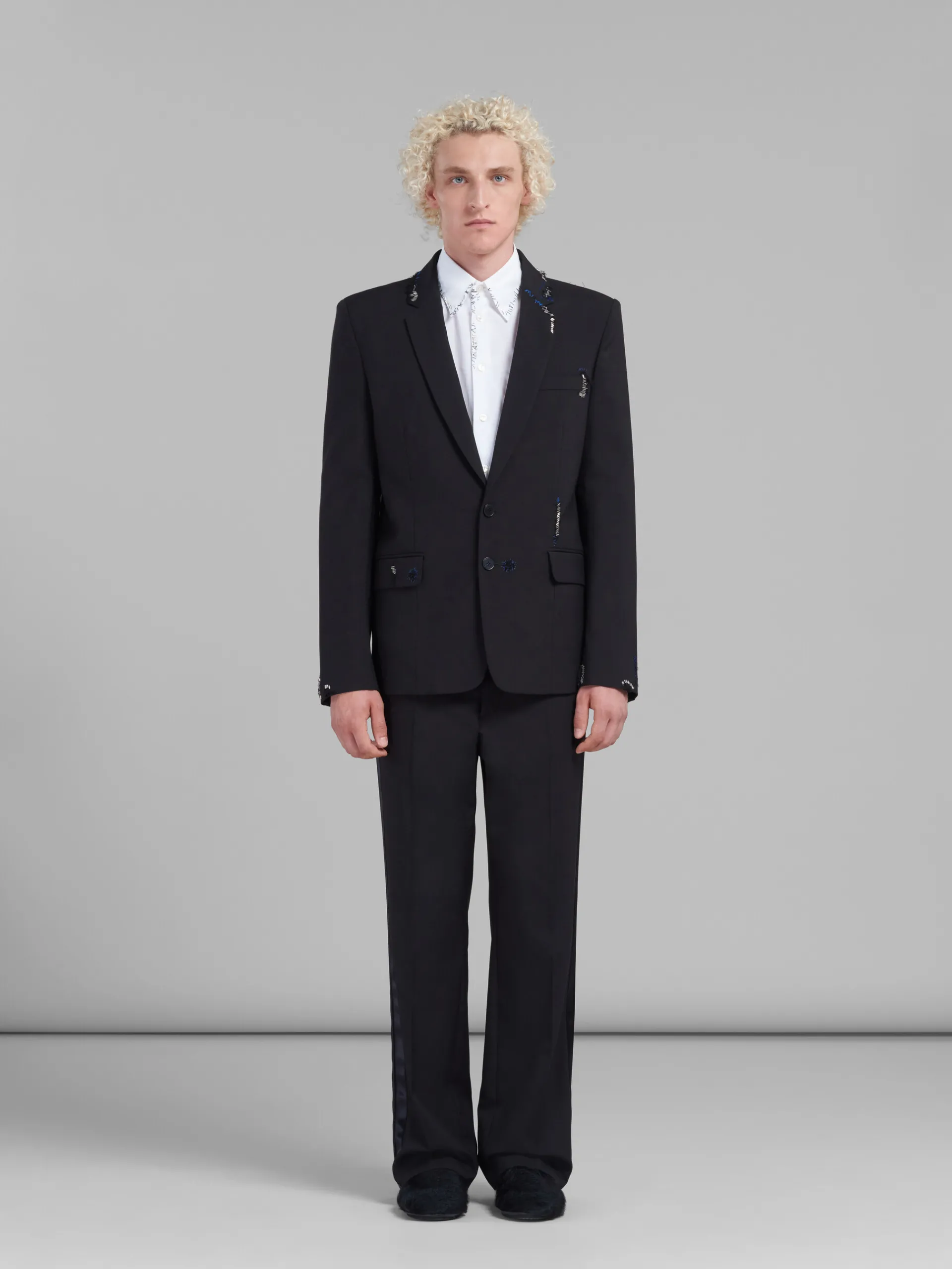 Coats & Jackets>Marni Wool Jacket With Bead Mending BLACK
