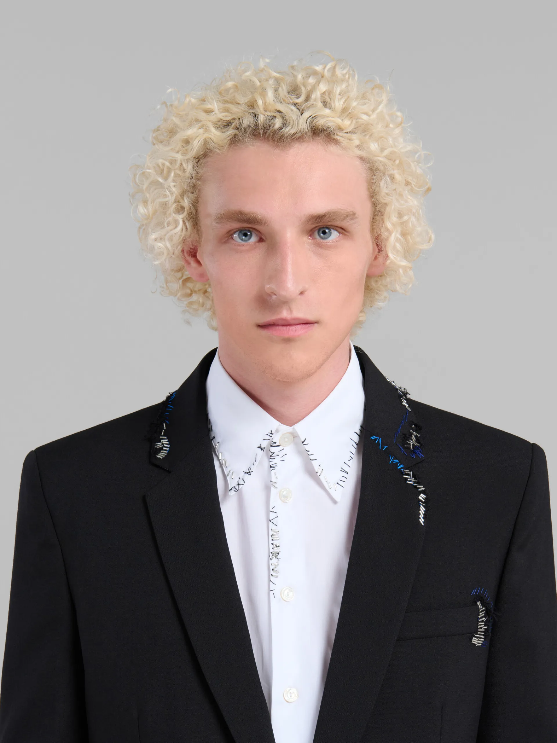 Coats & Jackets>Marni Wool Jacket With Bead Mending BLACK