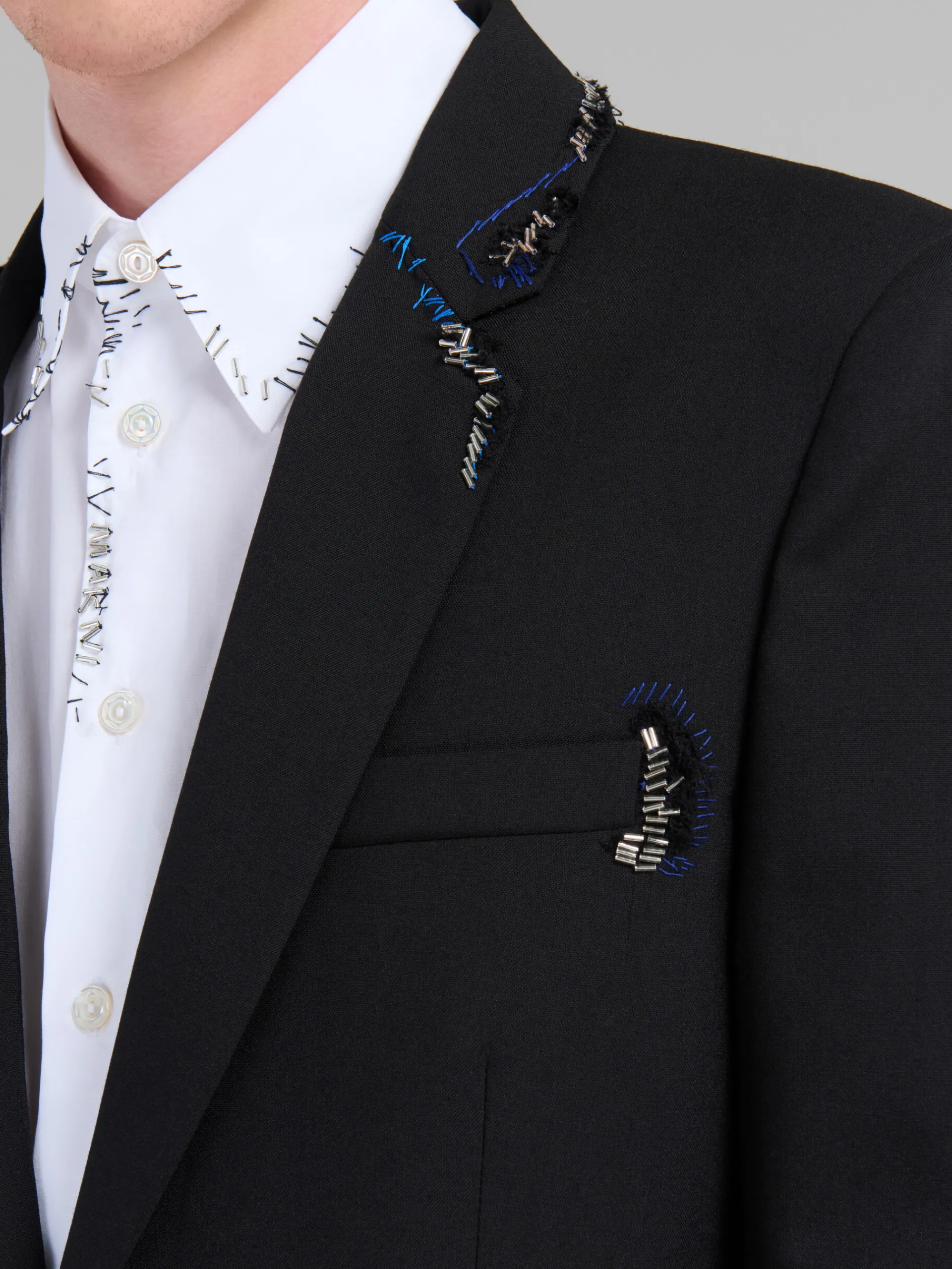 Coats & Jackets>Marni Wool Jacket With Bead Mending BLACK