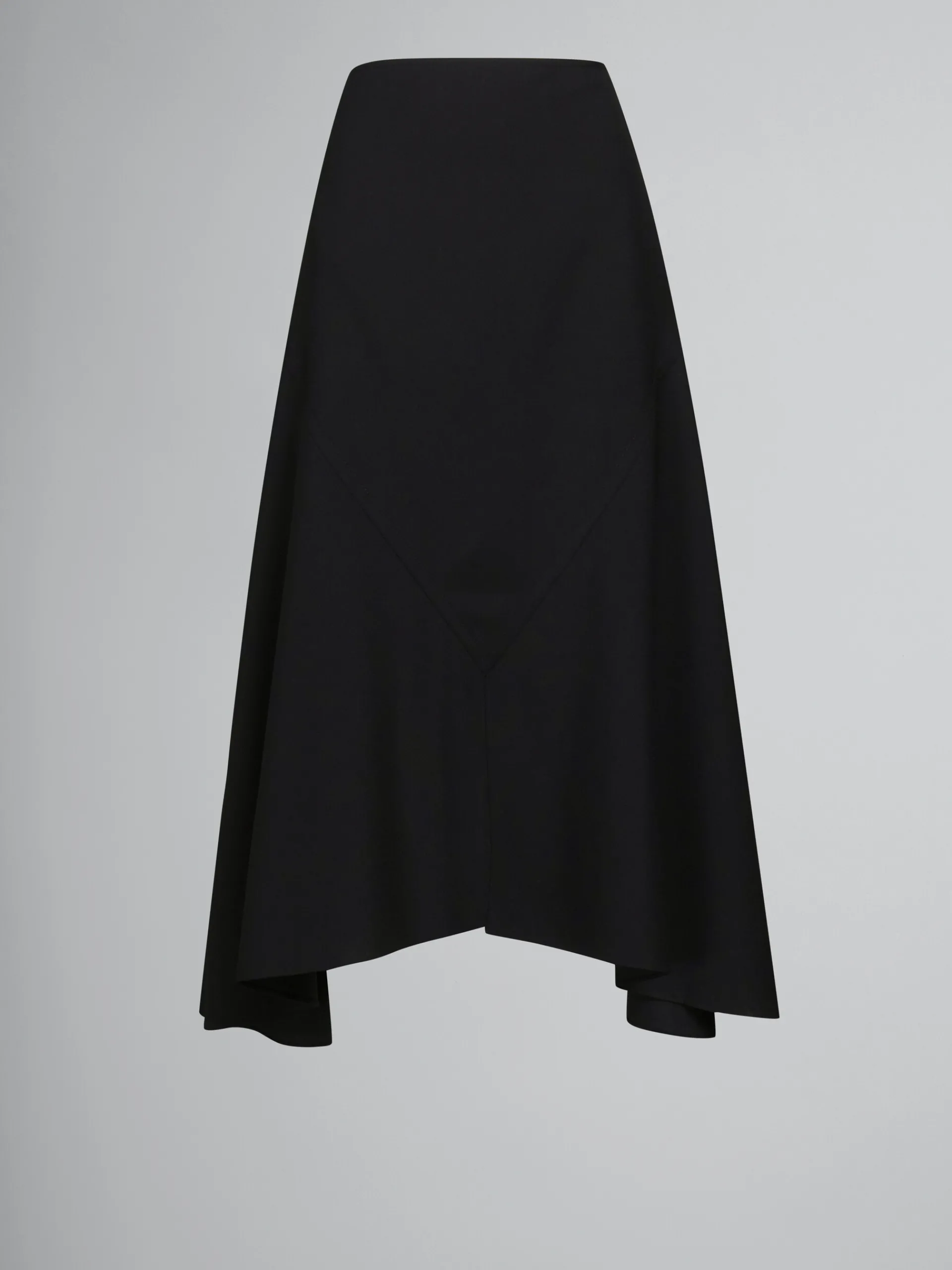 Skirts>Marni Wool Skirt With Asymmetric Hem BLACK