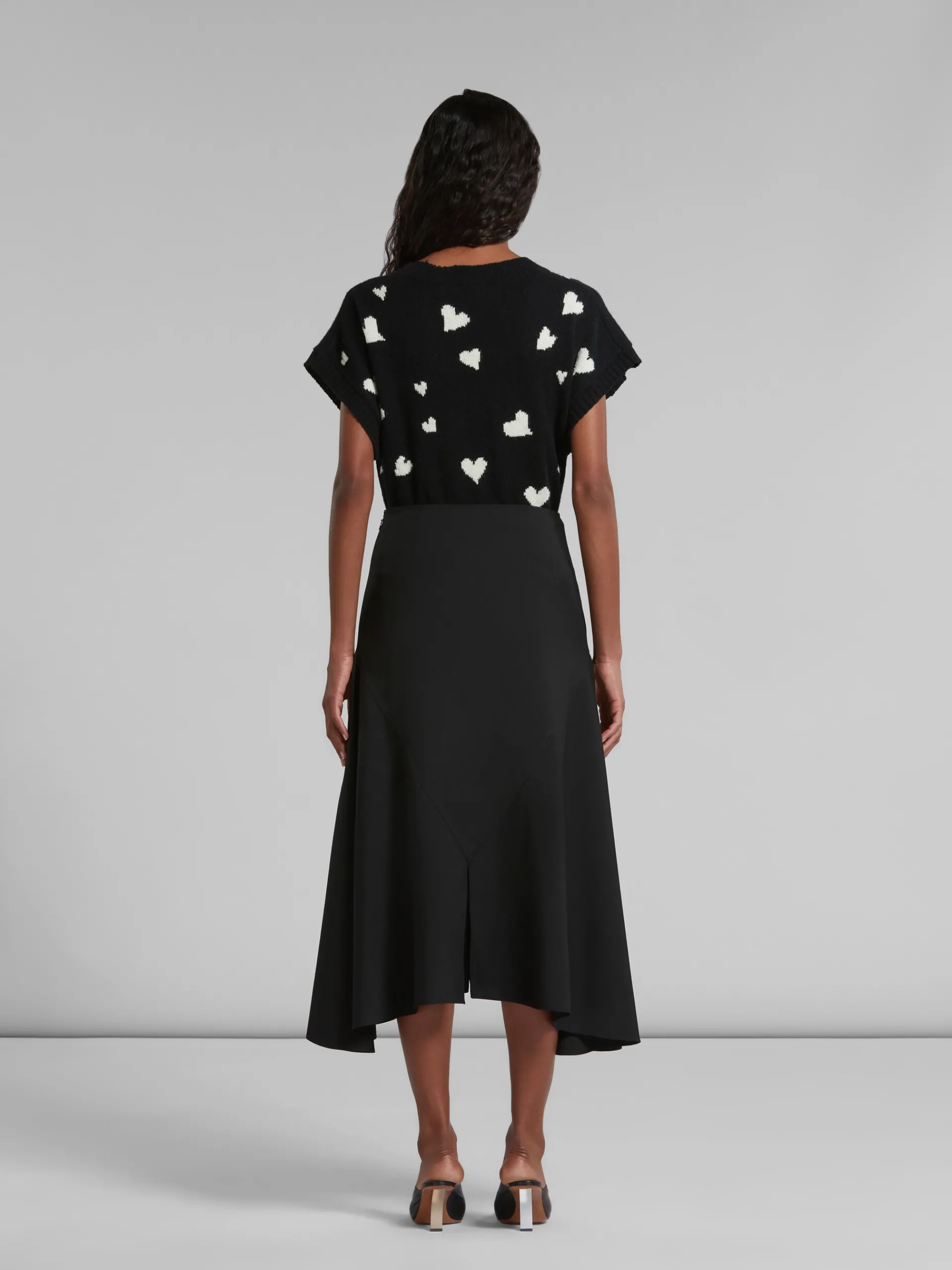 Skirts>Marni Wool Skirt With Asymmetric Hem BLACK