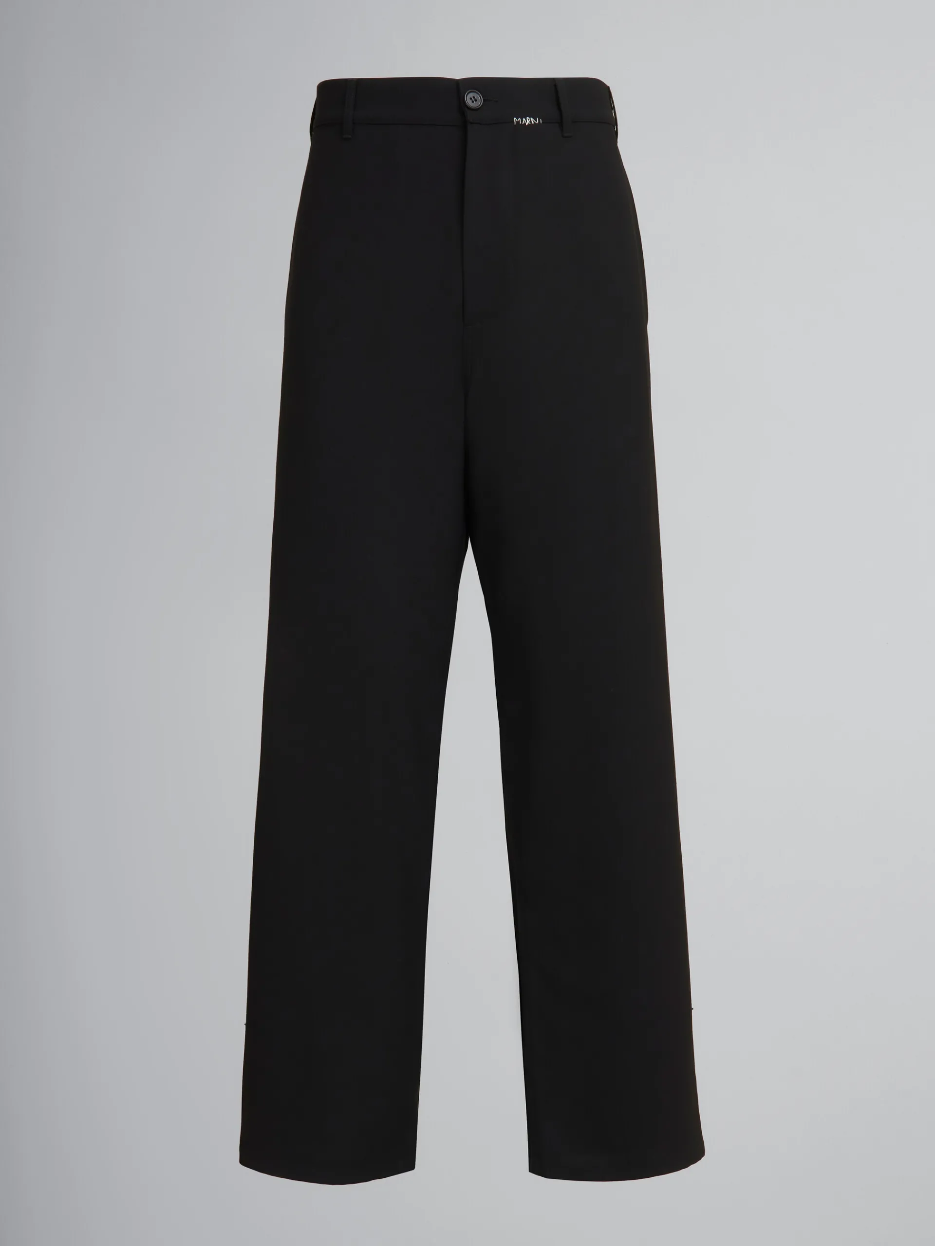 Pants>Marni Wool Straight-leg Trousers With Mending Logo BLACK