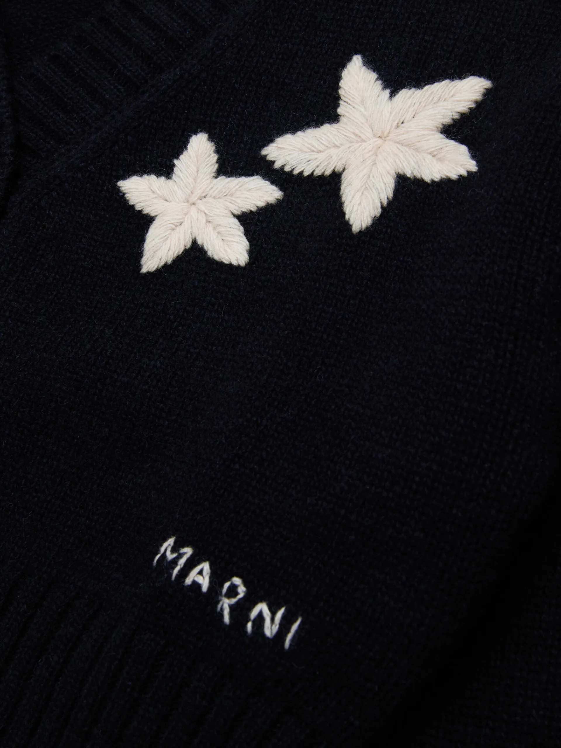 Kids>Marni Wool-blend Cardigan With Stars BLACK