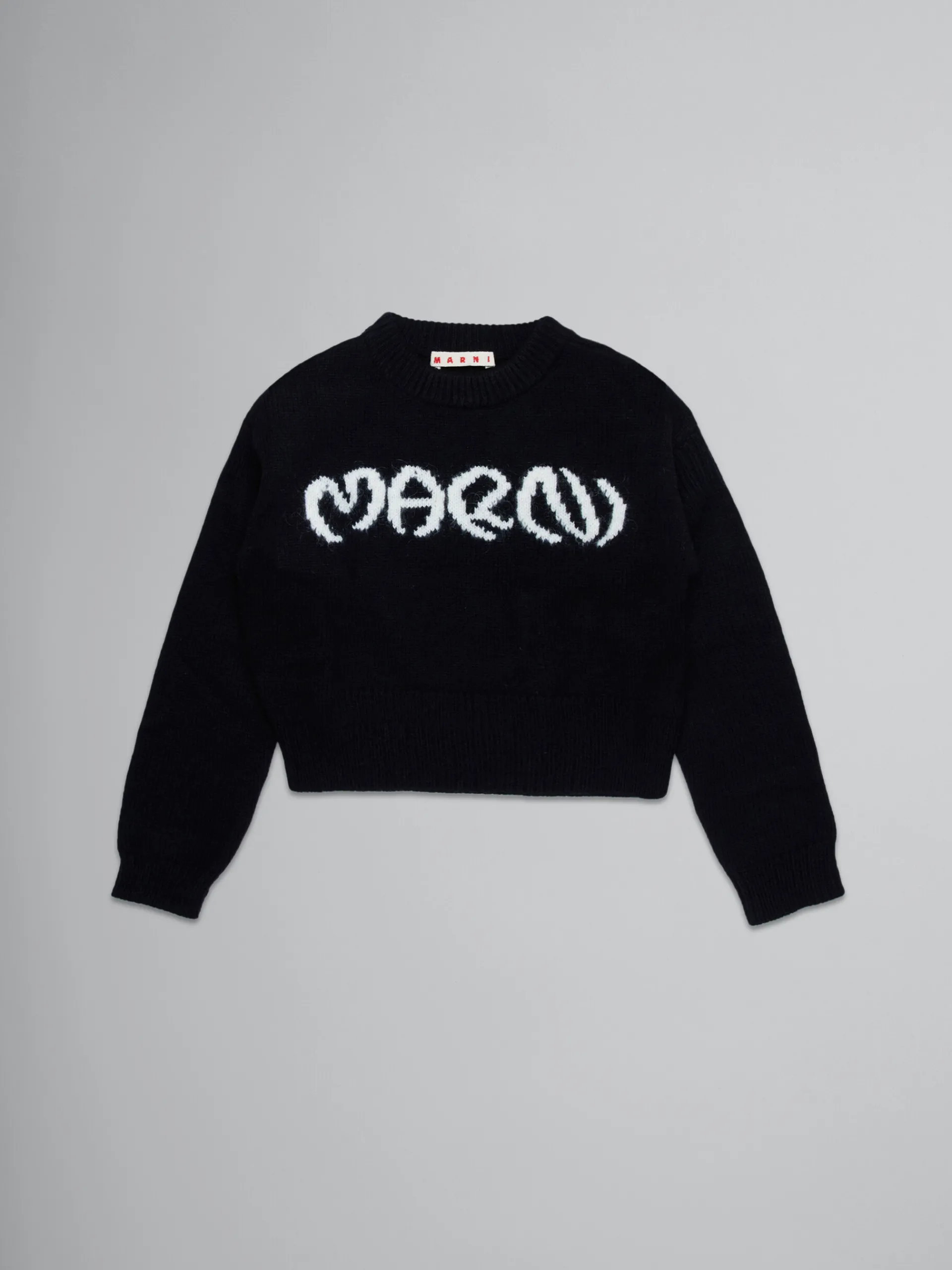 Kids>Marni Wool-blend Pullover With Inlaid Logo BLACK