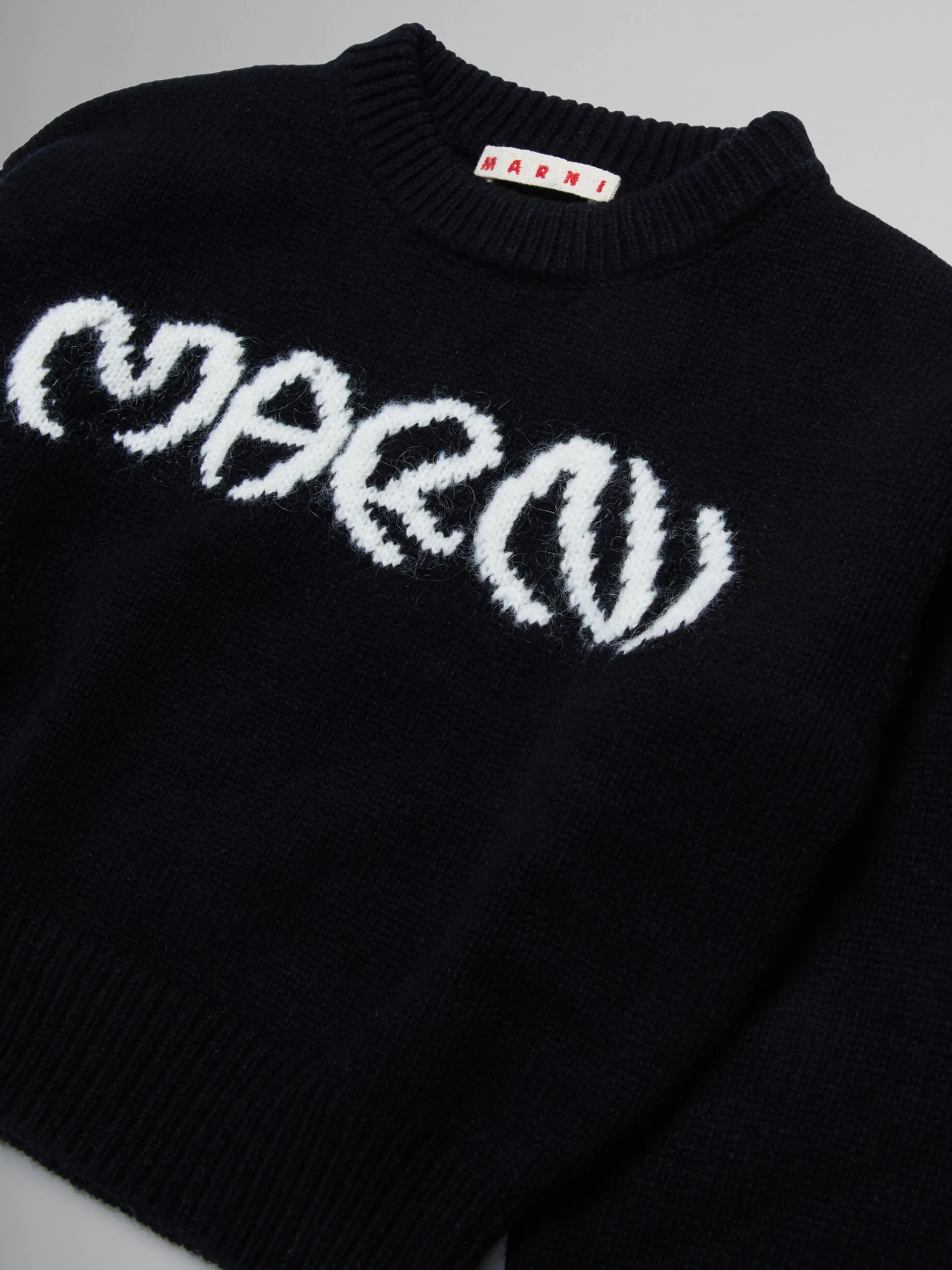 Kids>Marni Wool-blend Pullover With Inlaid Logo BLACK