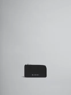 Wallets & Small Leather Goods>Marni Blue And Black Saffiano Leather Zip-around Card Case BLACK/BLUBLACK